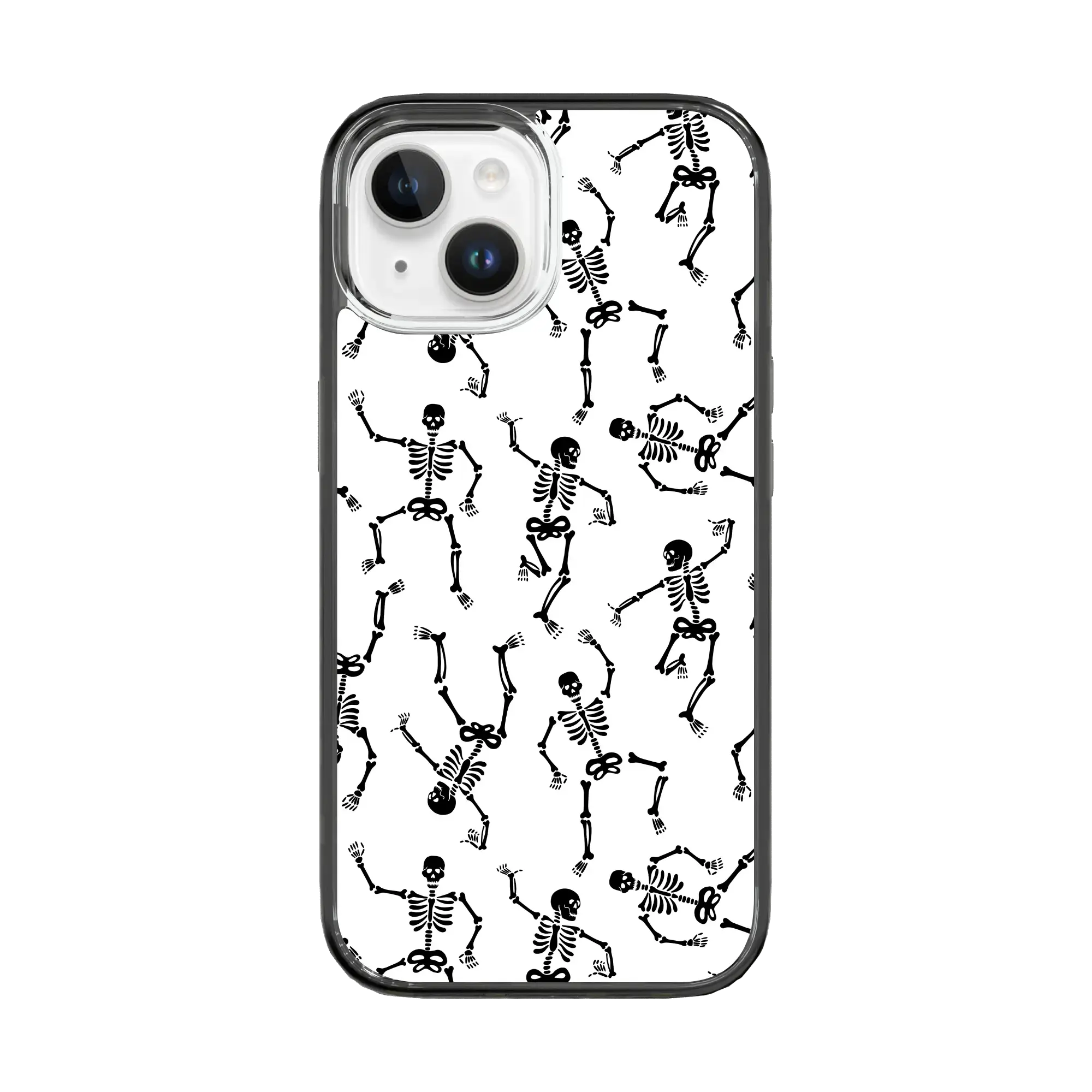 Black Dancing Skeletons Halloween Series Custom MagSafe Case Design for Apple iPhone 15 Series