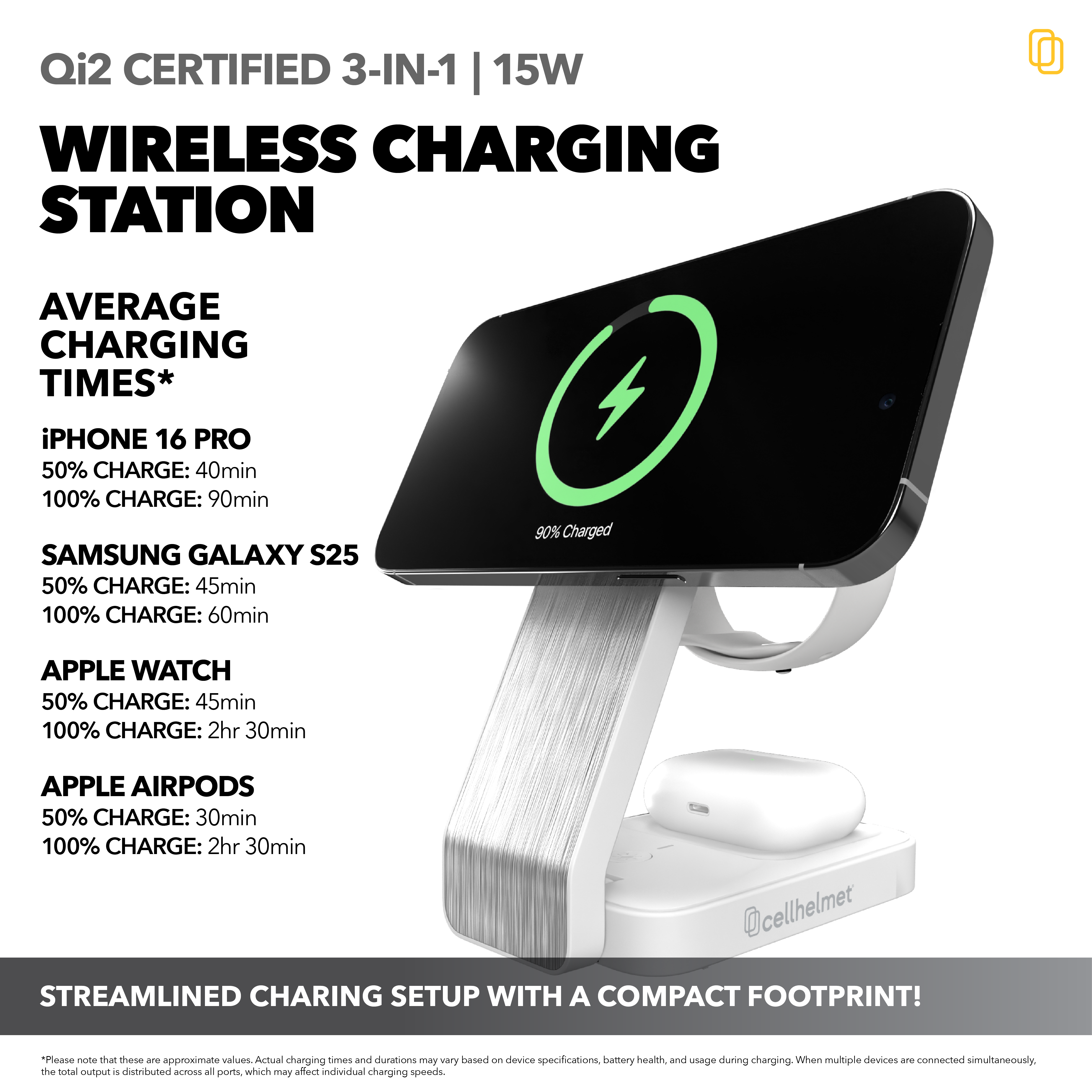 QI2 3-in-1 Charging Stand w/Charging Cable