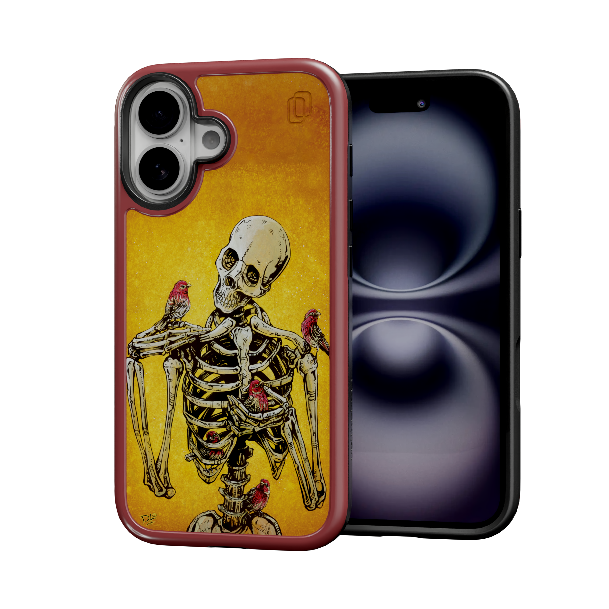 Birds of A Feather by David Lozeau | iPhone 16 Series | Shock-Absorbent MagSafe® Case iPhone 16 / Lava Red