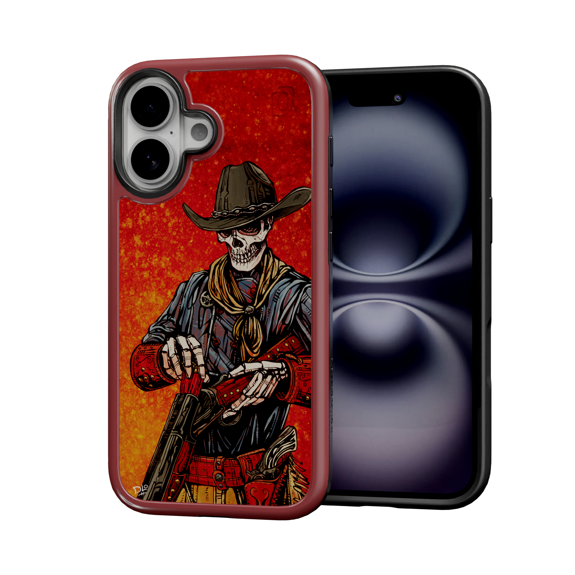 Double Barrel by David Lozeau | iPhone 16 Series | Shock-Absorbent MagSafe® Case iPhone 16 / Lava Red