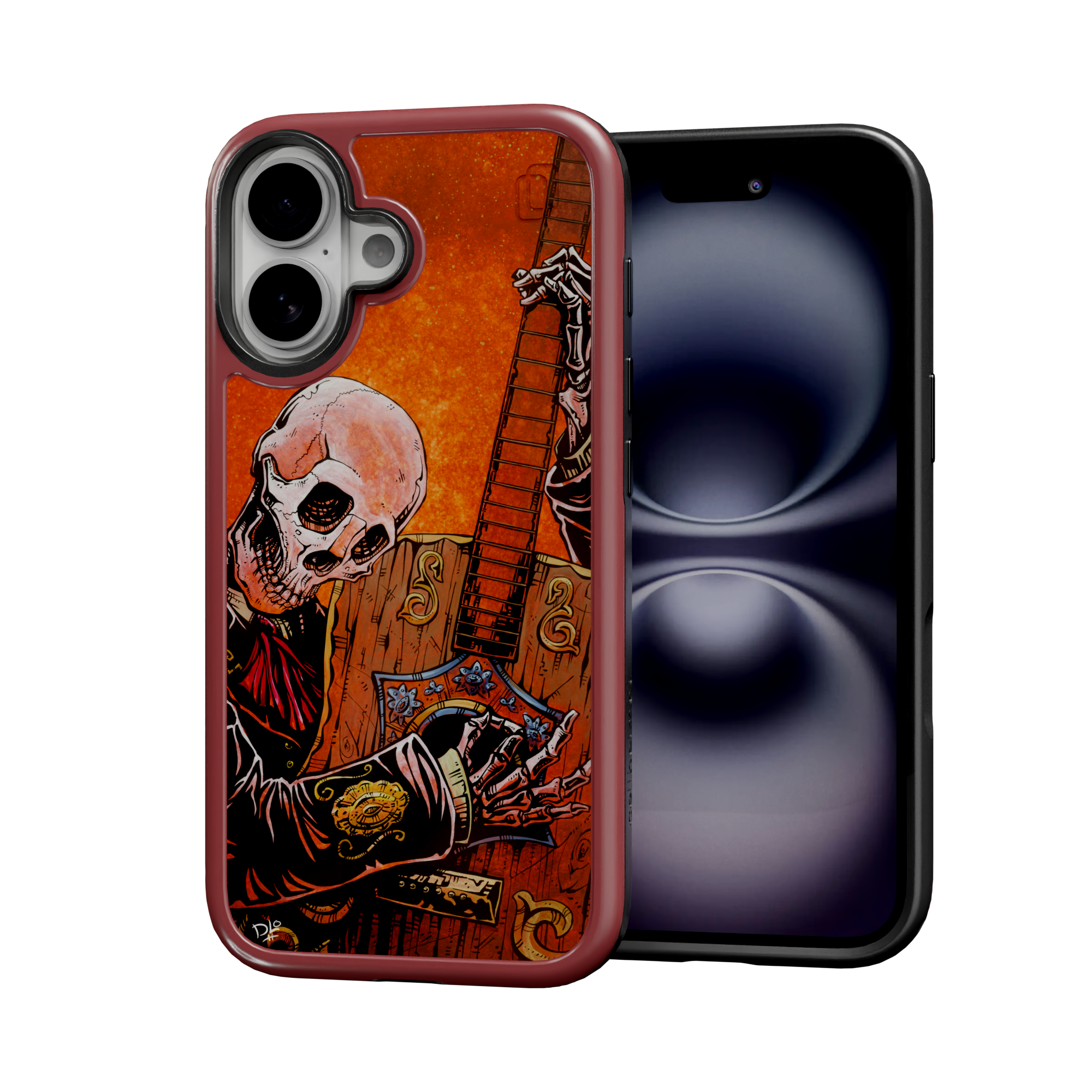 El Guitarrista by David Lozeau | iPhone 16 Series | Shock-Absorbent MagSafe® Case iPhone 16 / Lava Red