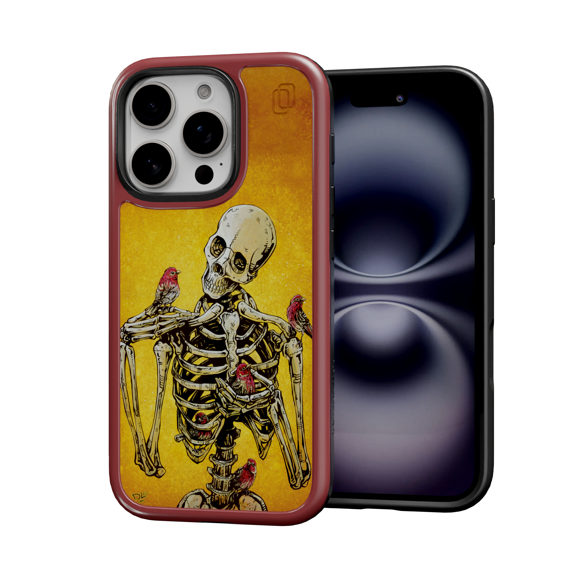 Birds of A Feather by David Lozeau | iPhone 16 Series | Shock-Absorbent MagSafe® Case iPhone 16 Pro / Lava Red