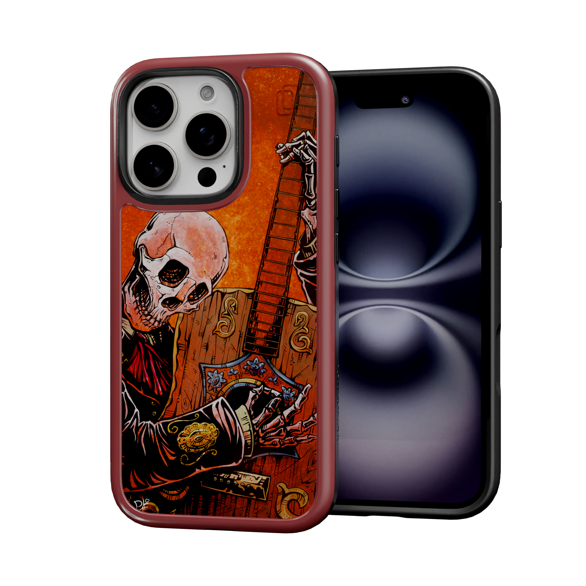 El Guitarrista by David Lozeau | iPhone 16 Series | Shock-Absorbent MagSafe® Case iPhone 16 Pro / Lava Red