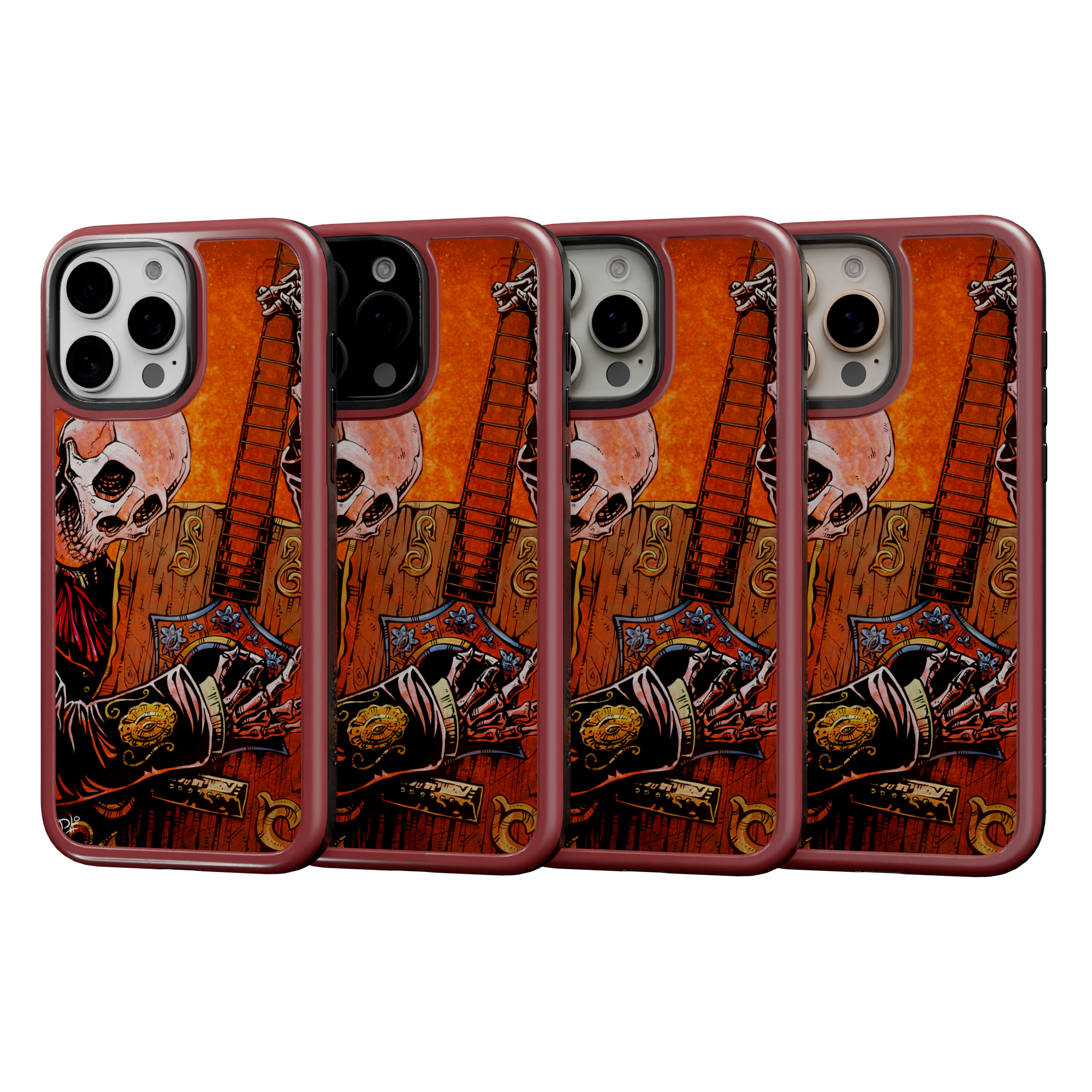 El Guitarrista by David Lozeau | iPhone 16 Series | Shock-Absorbent MagSafe® Case iPhone 16 Pro Max / Lava Red