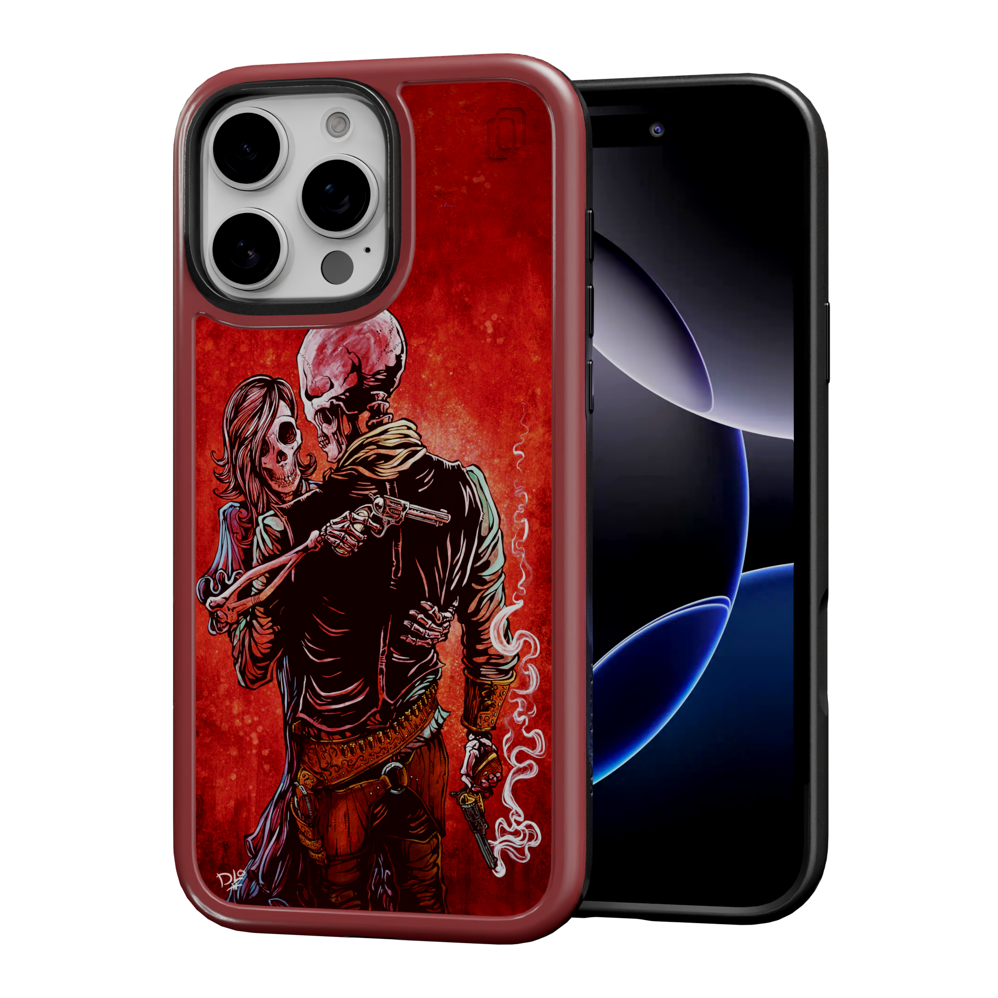 Love, Trust, and a Revolver by David Lozeau | iPhone 16 Series | Shock-Absorbent MagSafe® Case iPhone 16 Pro Max / Lava Red