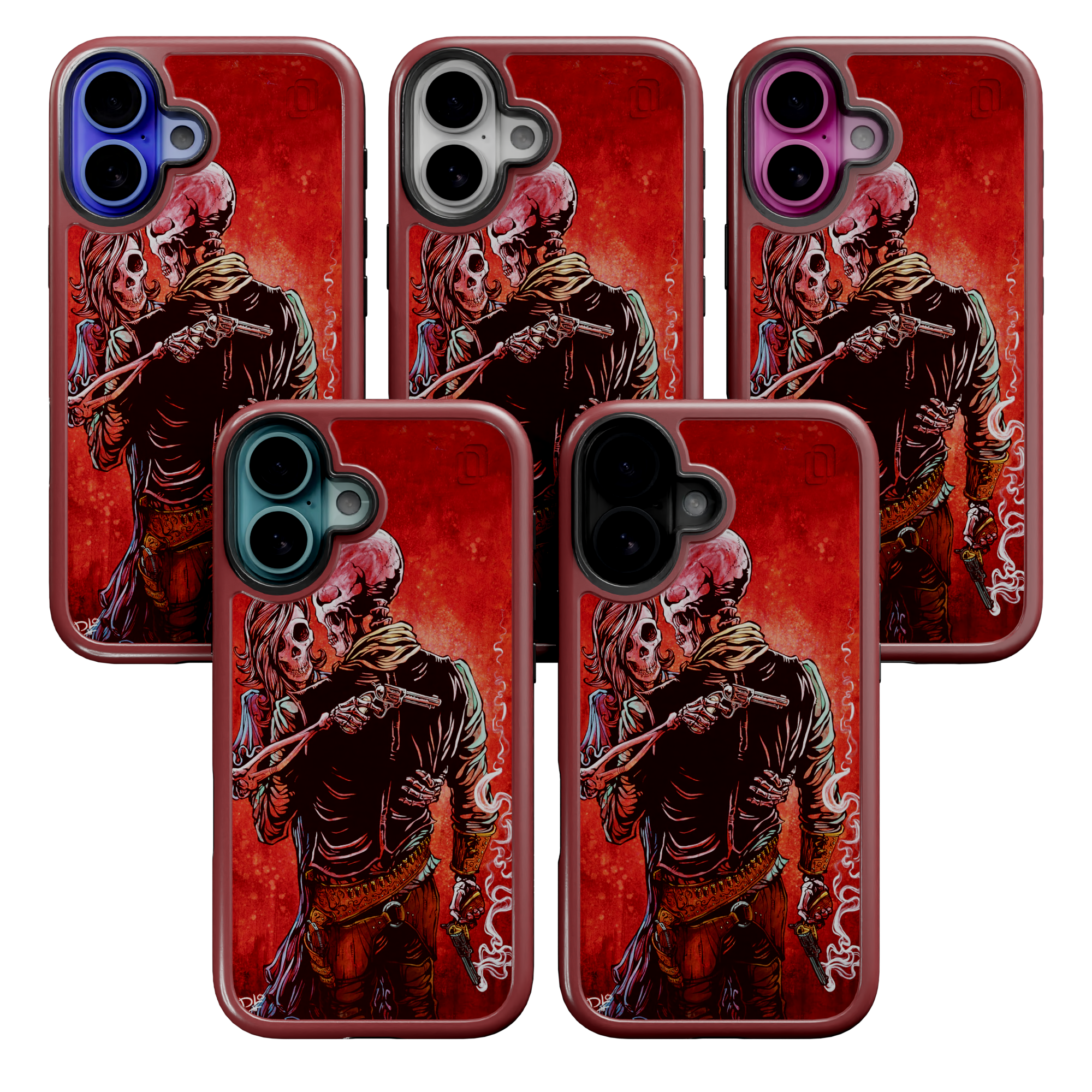 Love, Trust, and a Revolver by David Lozeau | iPhone 16 Series | Shock-Absorbent MagSafe® Case iPhone 16 Pro Max / Lava Red