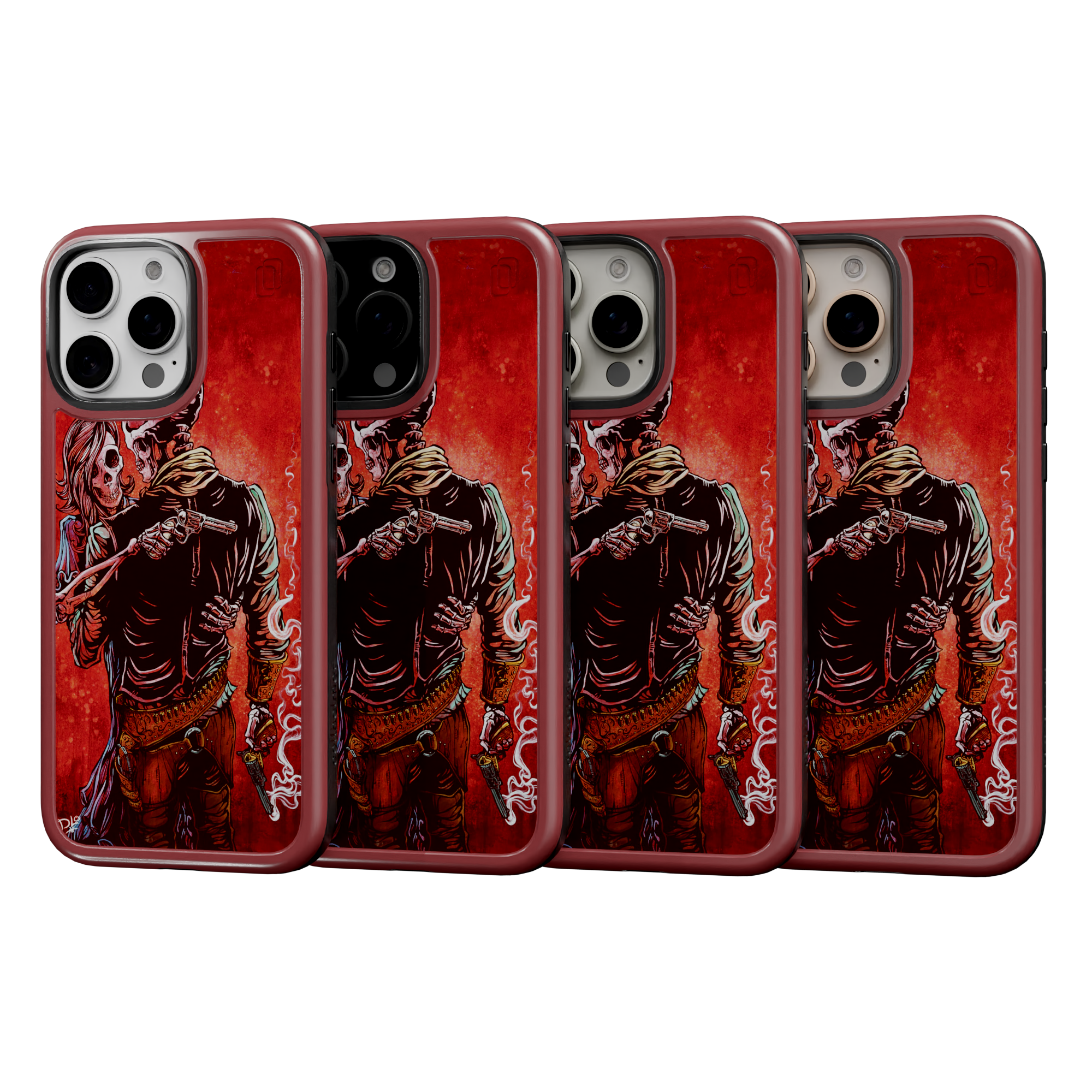 Love, Trust, and a Revolver by David Lozeau | iPhone 16 Series | Shock-Absorbent MagSafe® Case iPhone 16 Pro Max / Lava Red