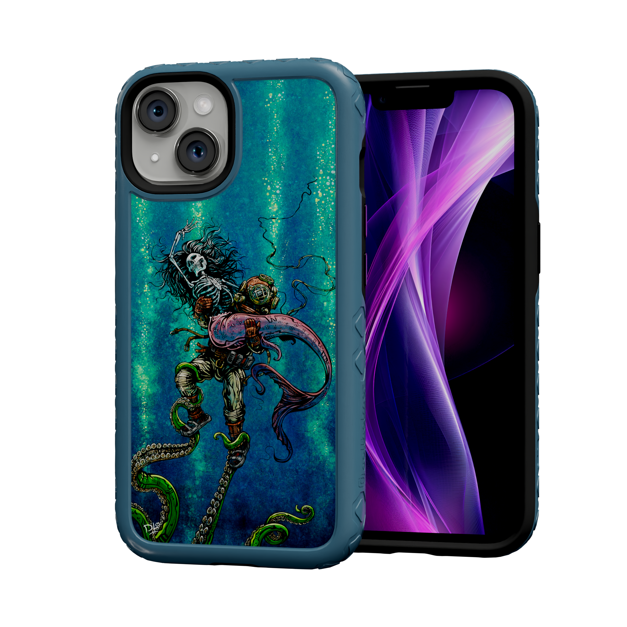 Catch or Release by David Lozeau | iPhone 14 Series | Shock-Absorbent MagSafe® Case iPhone 14 / Deep Sea Blue