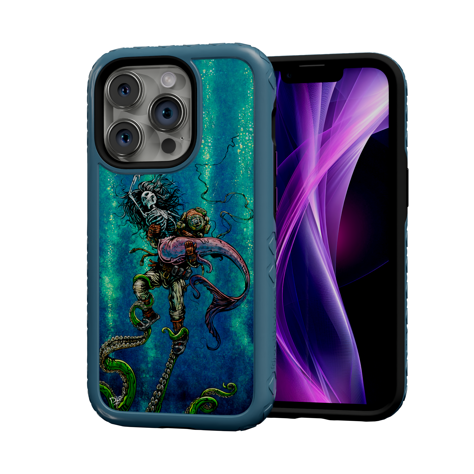 Catch or Release by David Lozeau | iPhone 14 Series | Shock-Absorbent MagSafe® Case iPhone 14 Pro / Deep Sea Blue