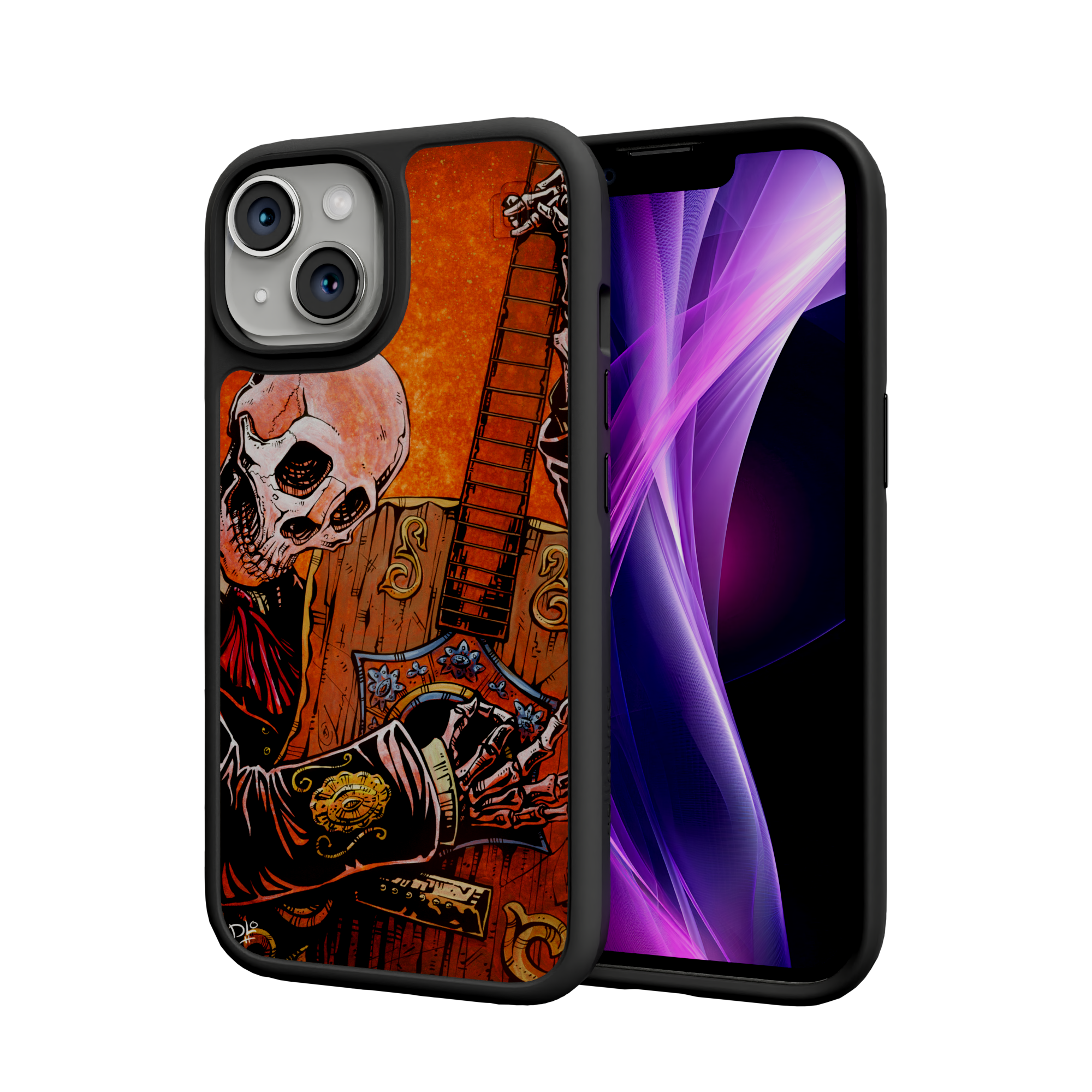 El Guitarrista by David Lozeau | iPhone 15 Series | Shock-Absorbent MagSafe® Case iPhone 15 / Onyx Black