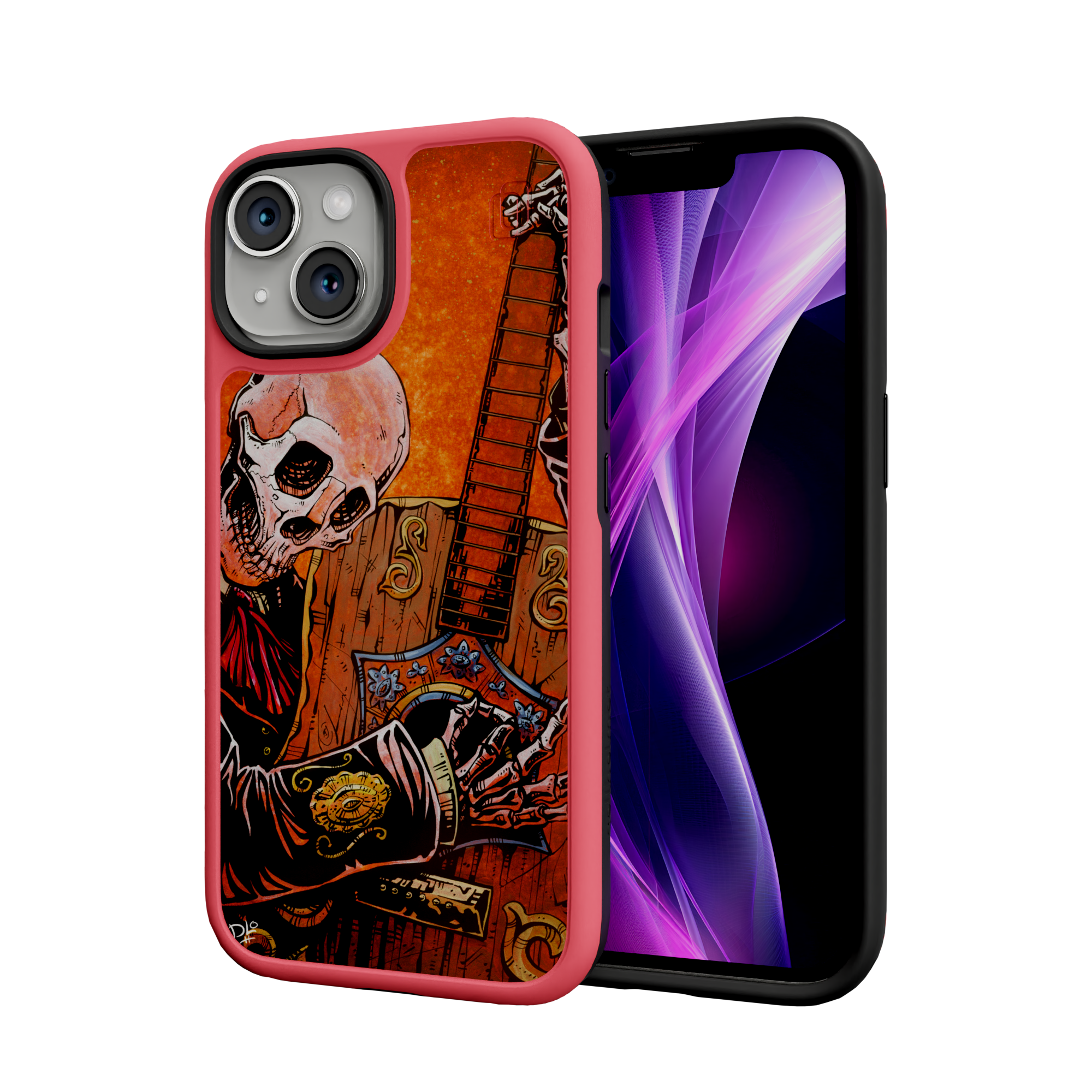 El Guitarrista by David Lozeau | iPhone 15 Series | Shock-Absorbent MagSafe® Case iPhone 15 / Scarlet Red