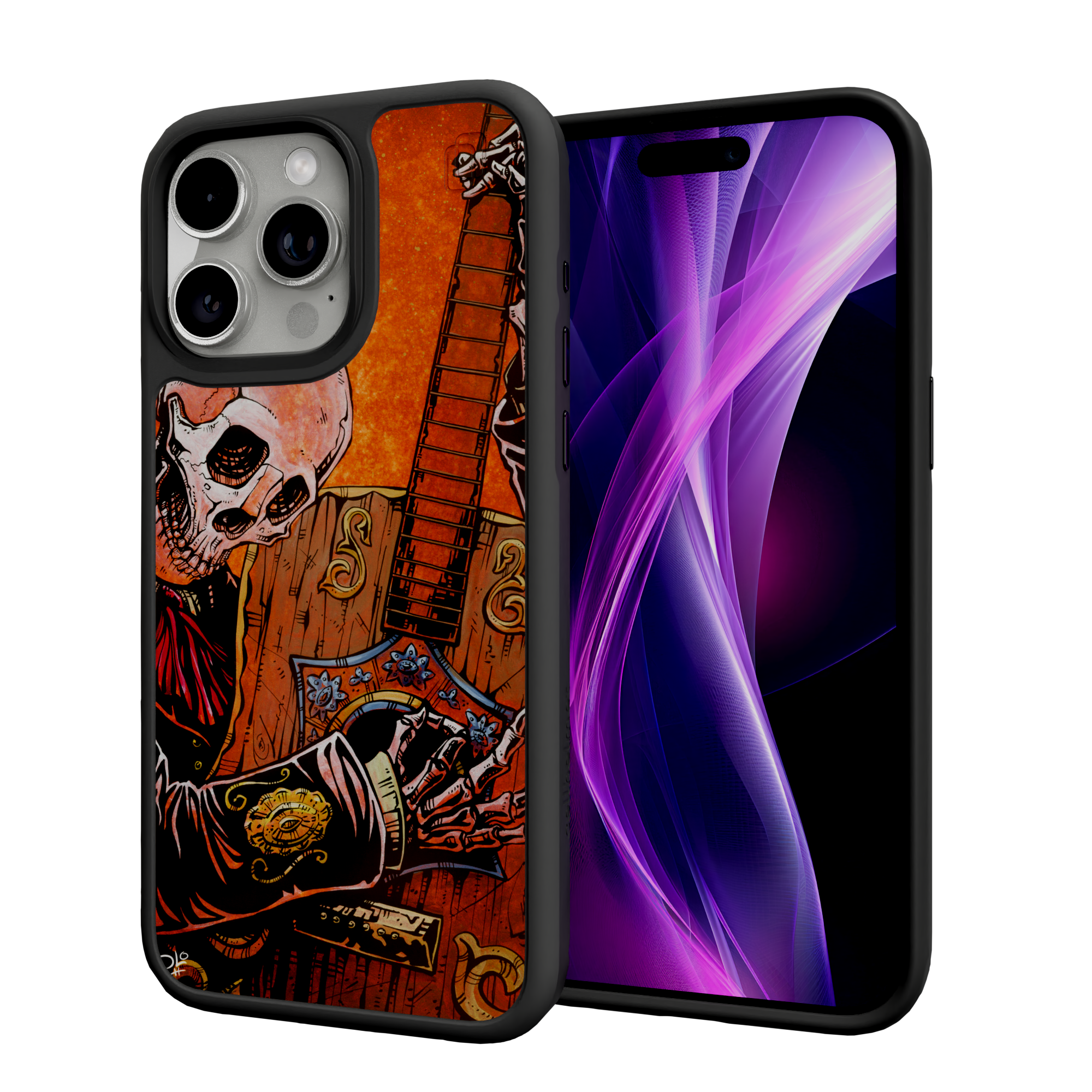 El Guitarrista by David Lozeau | iPhone 15 Series | Shock-Absorbent MagSafe® Case iPhone 15 Pro Max / Onyx Black