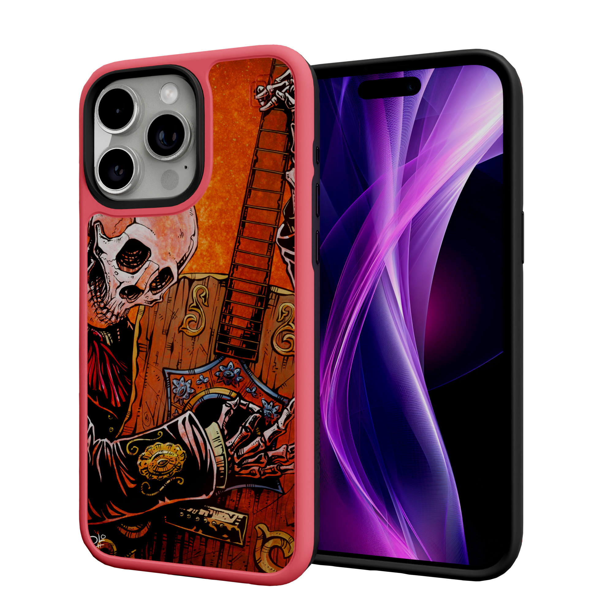 El Guitarrista by David Lozeau | iPhone 15 Series | Shock-Absorbent MagSafe® Case iPhone 15 Pro Max / Scarlet Red