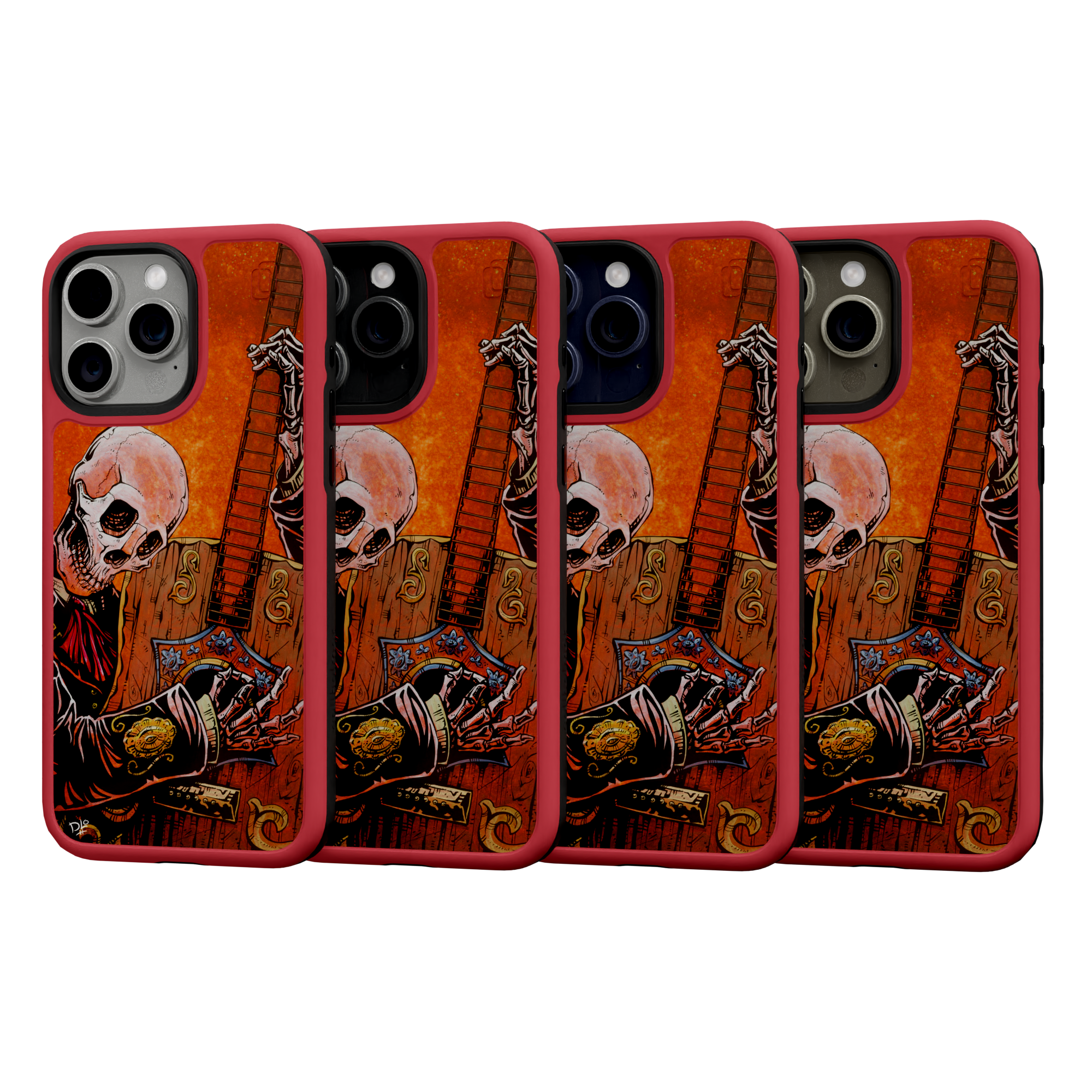 El Guitarrista by David Lozeau | iPhone 15 Series | Shock-Absorbent MagSafe® Case iPhone 15 Pro Max / Scarlet Red