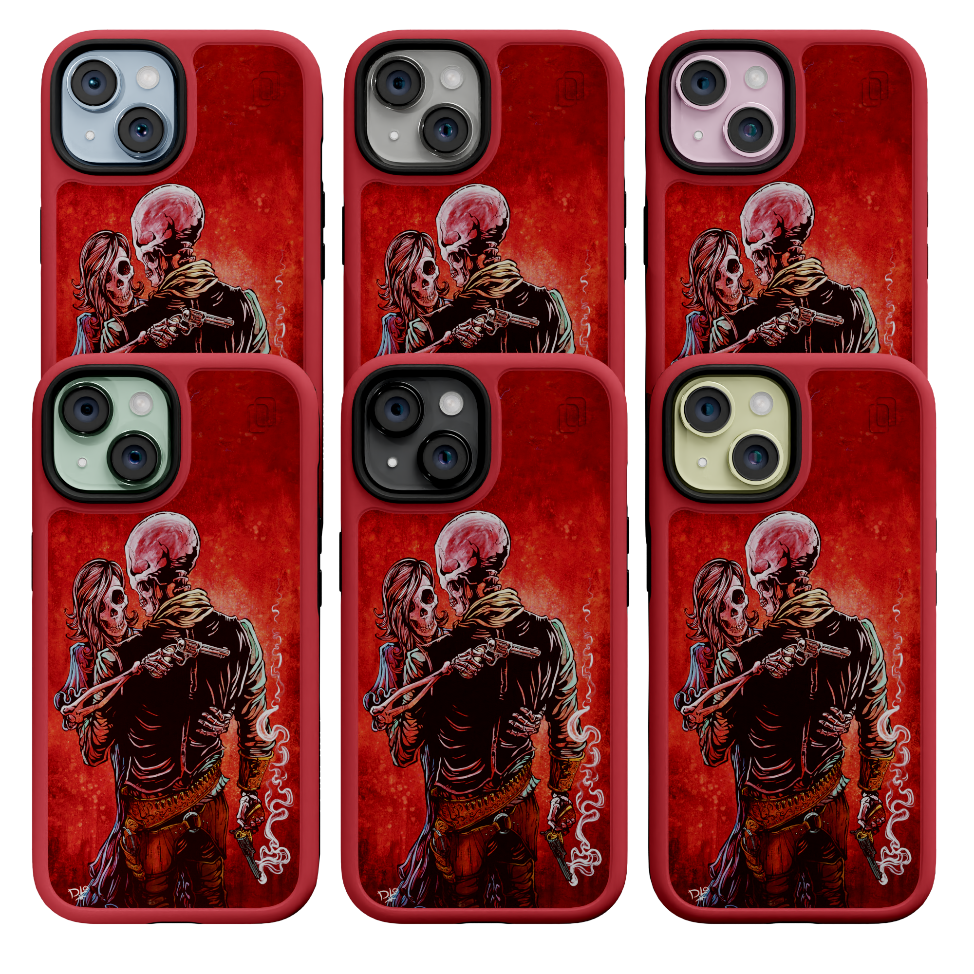 Love, Trust, and a Revolver by David Lozeau | iPhone 15 Series | Shock-Absorbent MagSafe® Case iPhone 15 Pro Max / Scarlet Red