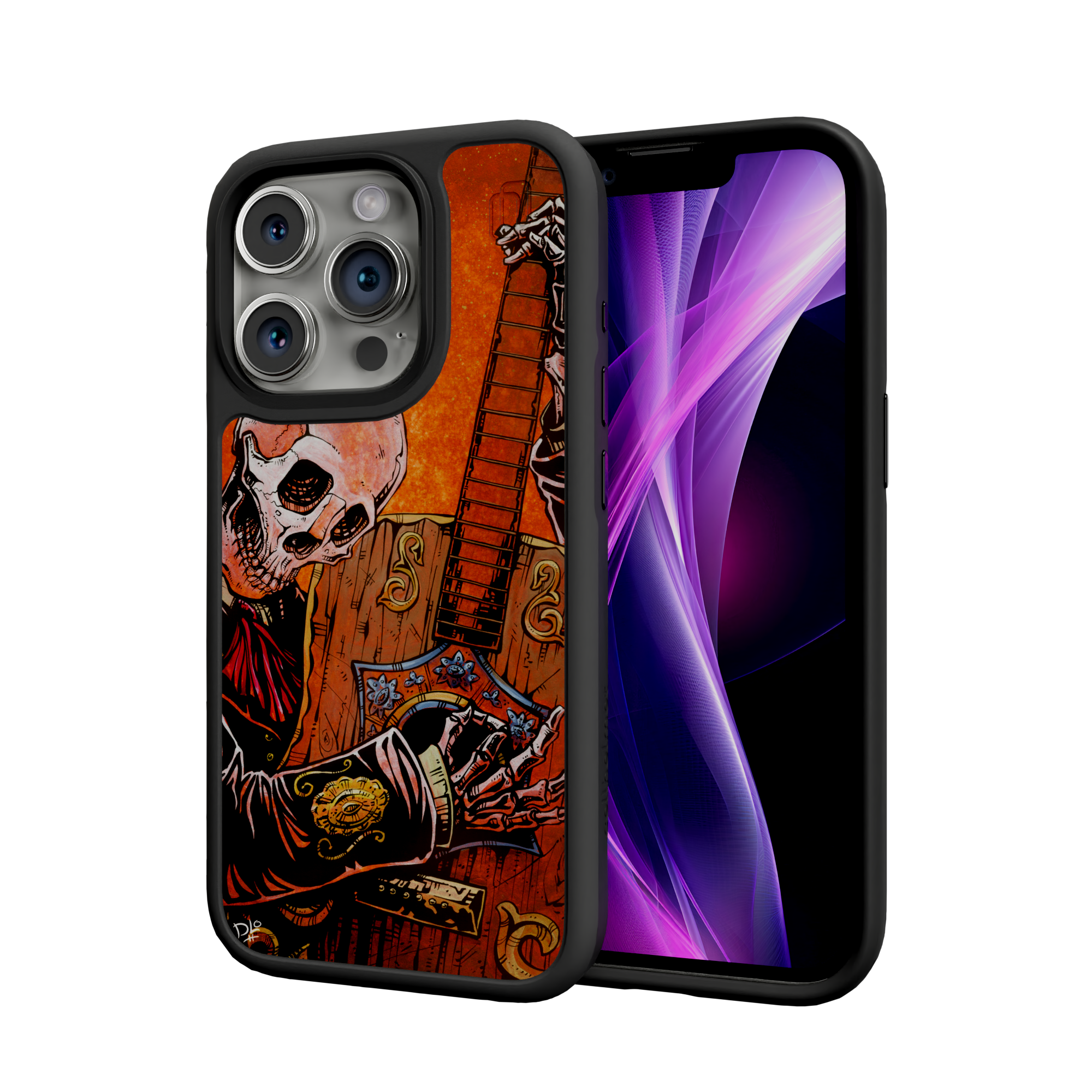 El Guitarrista by David Lozeau | iPhone 15 Series | Shock-Absorbent MagSafe® Case iPhone 15 Pro / Onyx Black