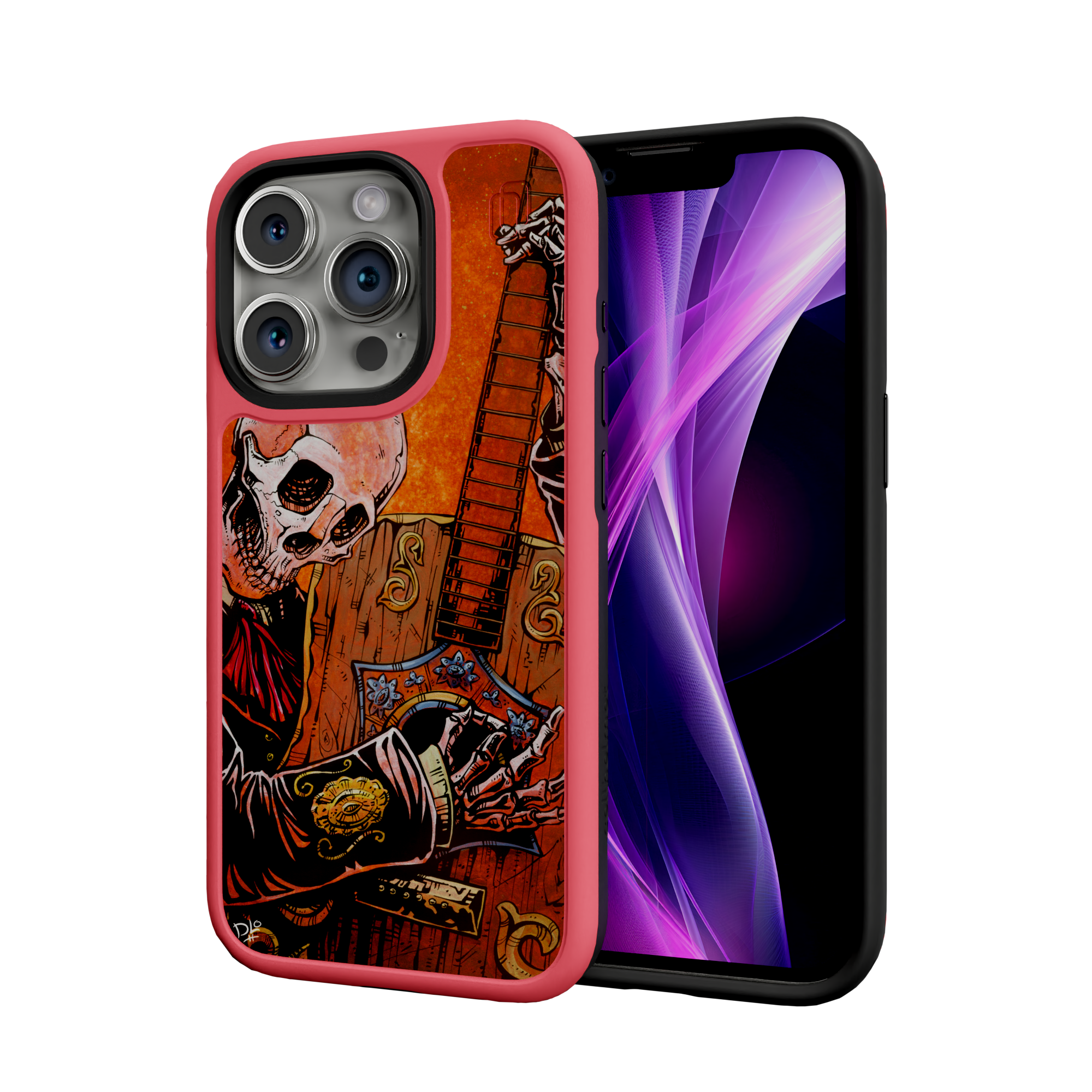 El Guitarrista by David Lozeau | iPhone 15 Series | Shock-Absorbent MagSafe® Case iPhone 15 Pro / Scarlet Red