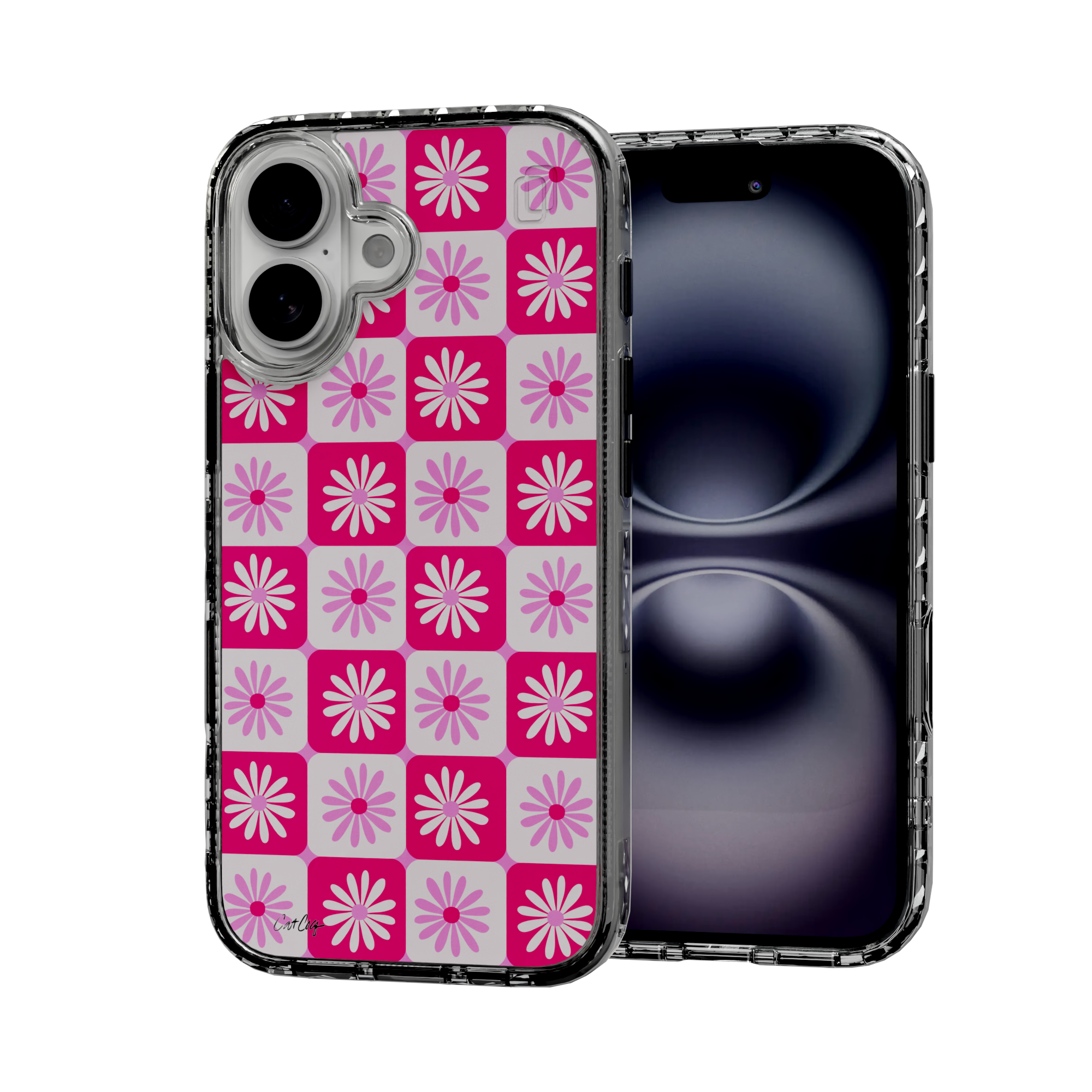 Checkered Daisies by CatCoq | iPhone 16 Series |  MagSafe® Case iPhone 16 / Crystal Clear