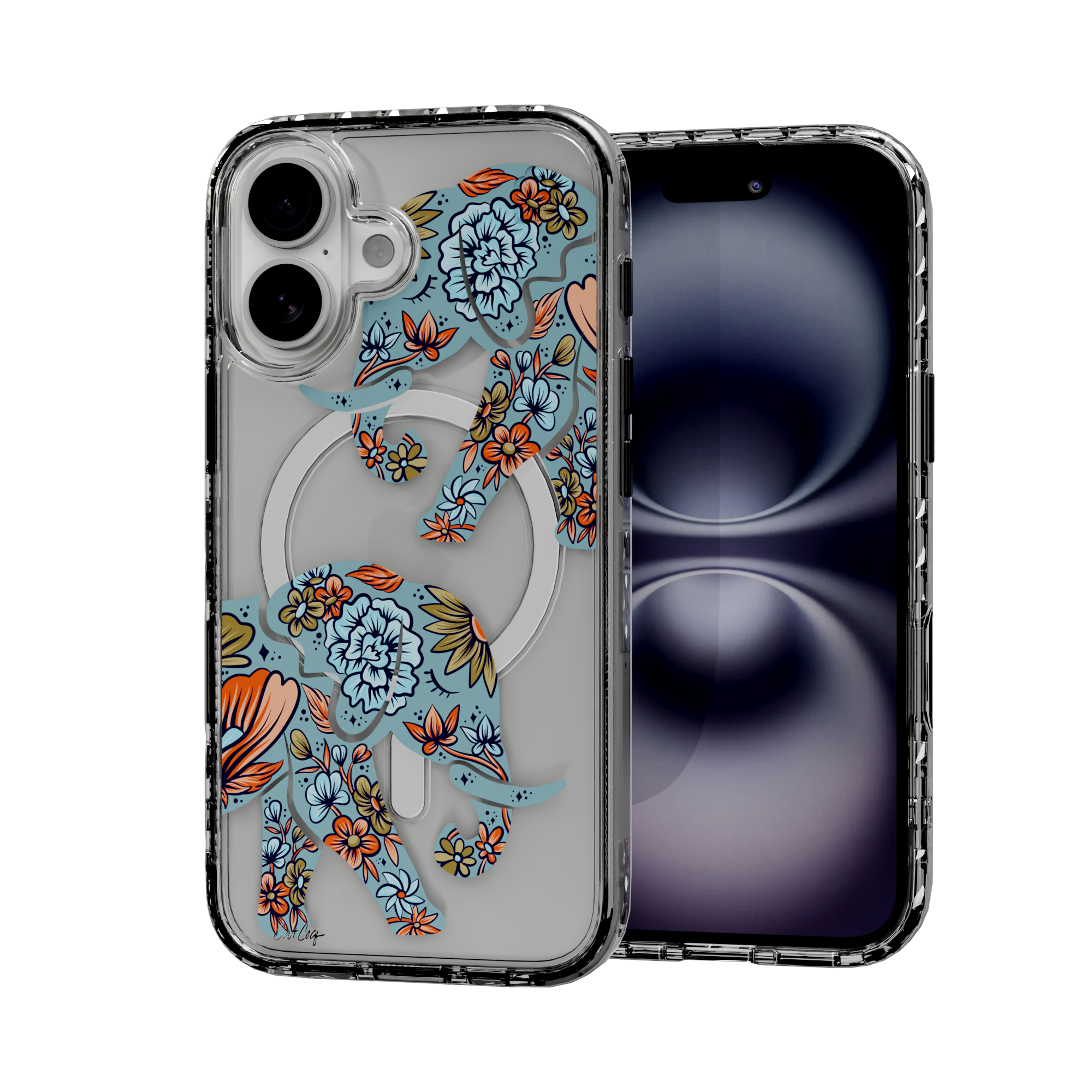 Porcelain Elephant by CatCoq | iPhone 16 Series |  MagSafe® Case iPhone 16 / Crystal Clear