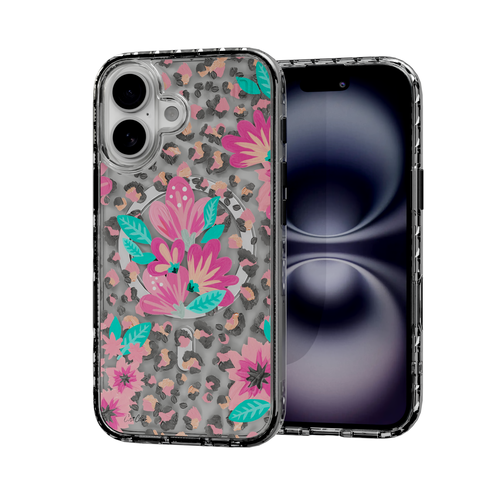 Floral Leopard by CatCoq | iPhone 16 Series |  MagSafe® Case iPhone 16 / Crystal Clear