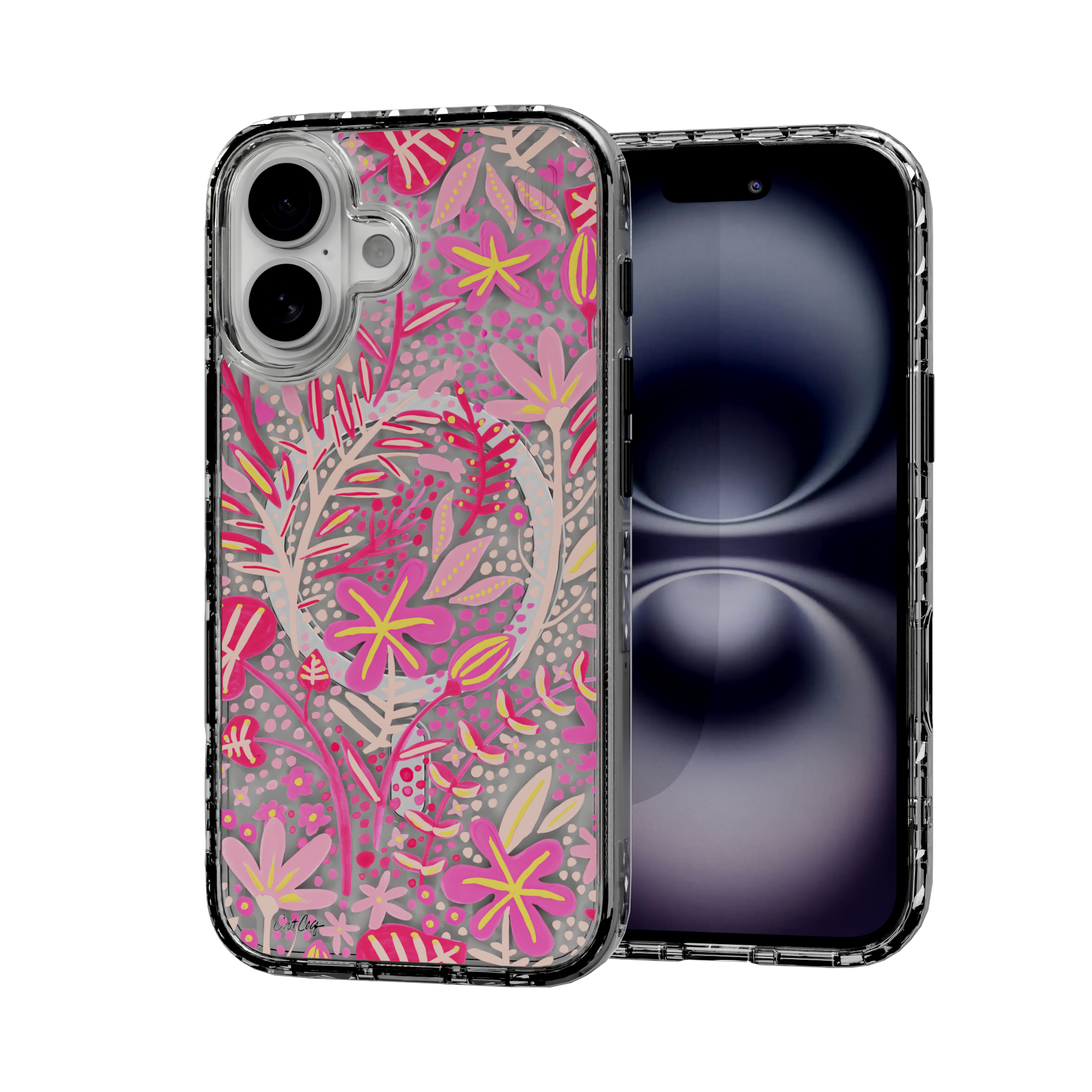 Garden Pink by CatCoq | iPhone 16 Series |  MagSafe® Case iPhone 16 / Crystal Clear