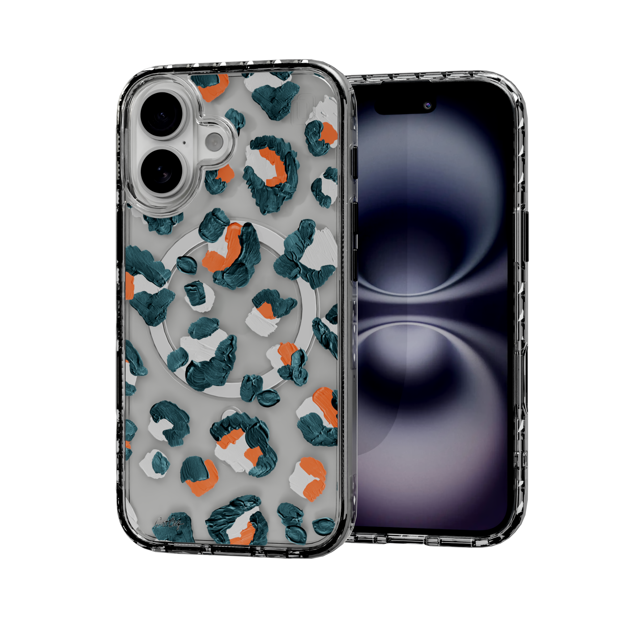 Leopard Turquoise by CatCoq | iPhone 16 Series |  MagSafe® Case iPhone 16 / Crystal Clear