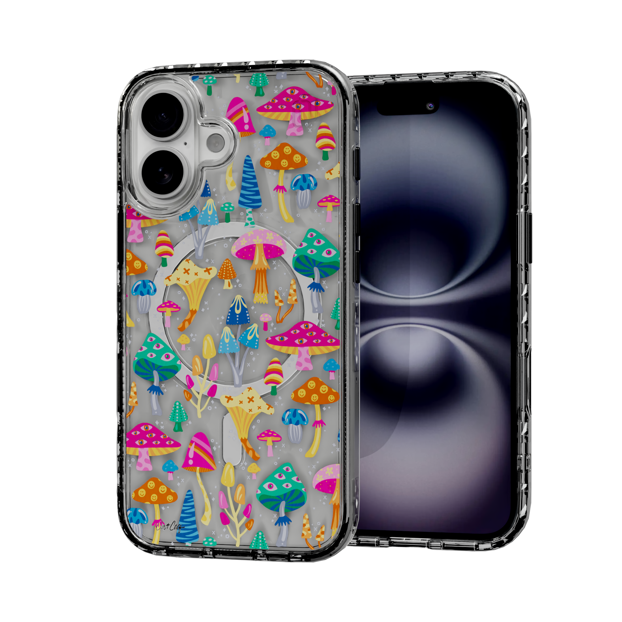 Mystic Mushrooms by CatCoq | iPhone 16 Series |  MagSafe® Case iPhone 16 / Crystal Clear