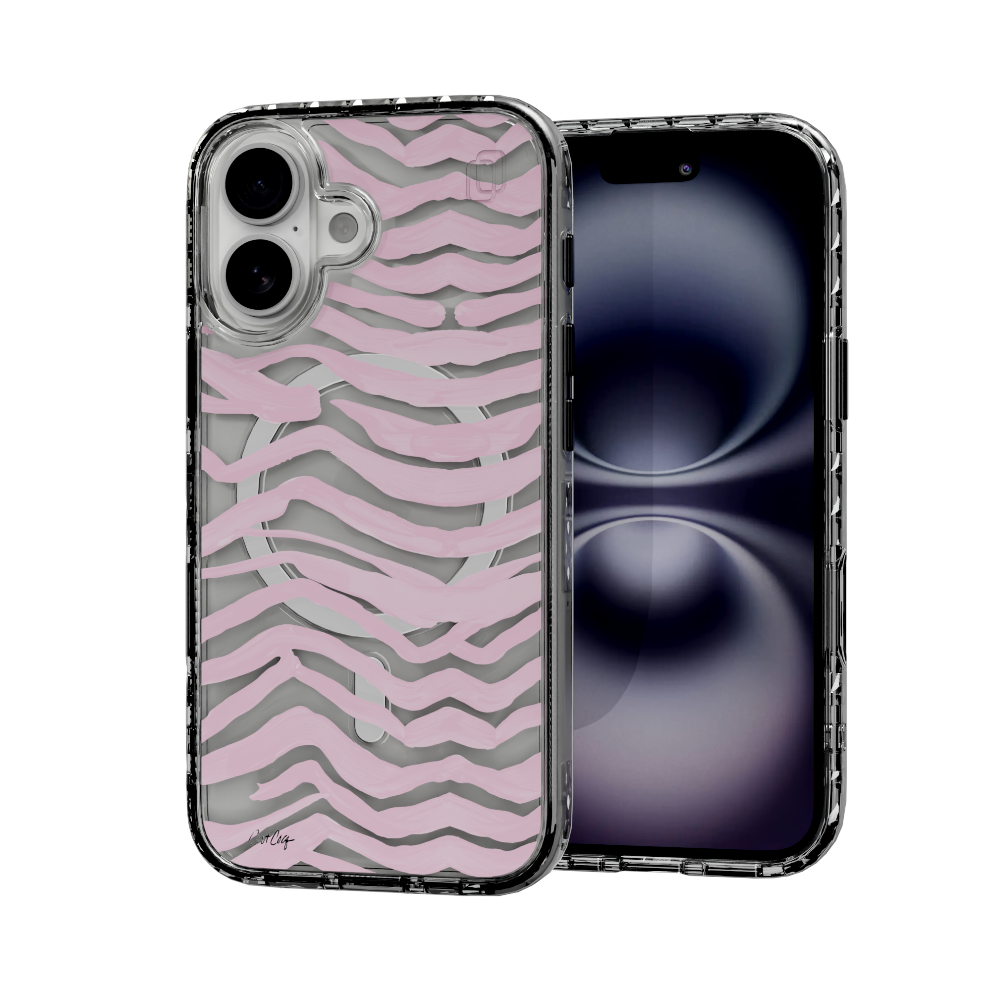 Zebra Blush by CatCoq | iPhone 16 Series |  MagSafe® Case iPhone 16 / Crystal Clear