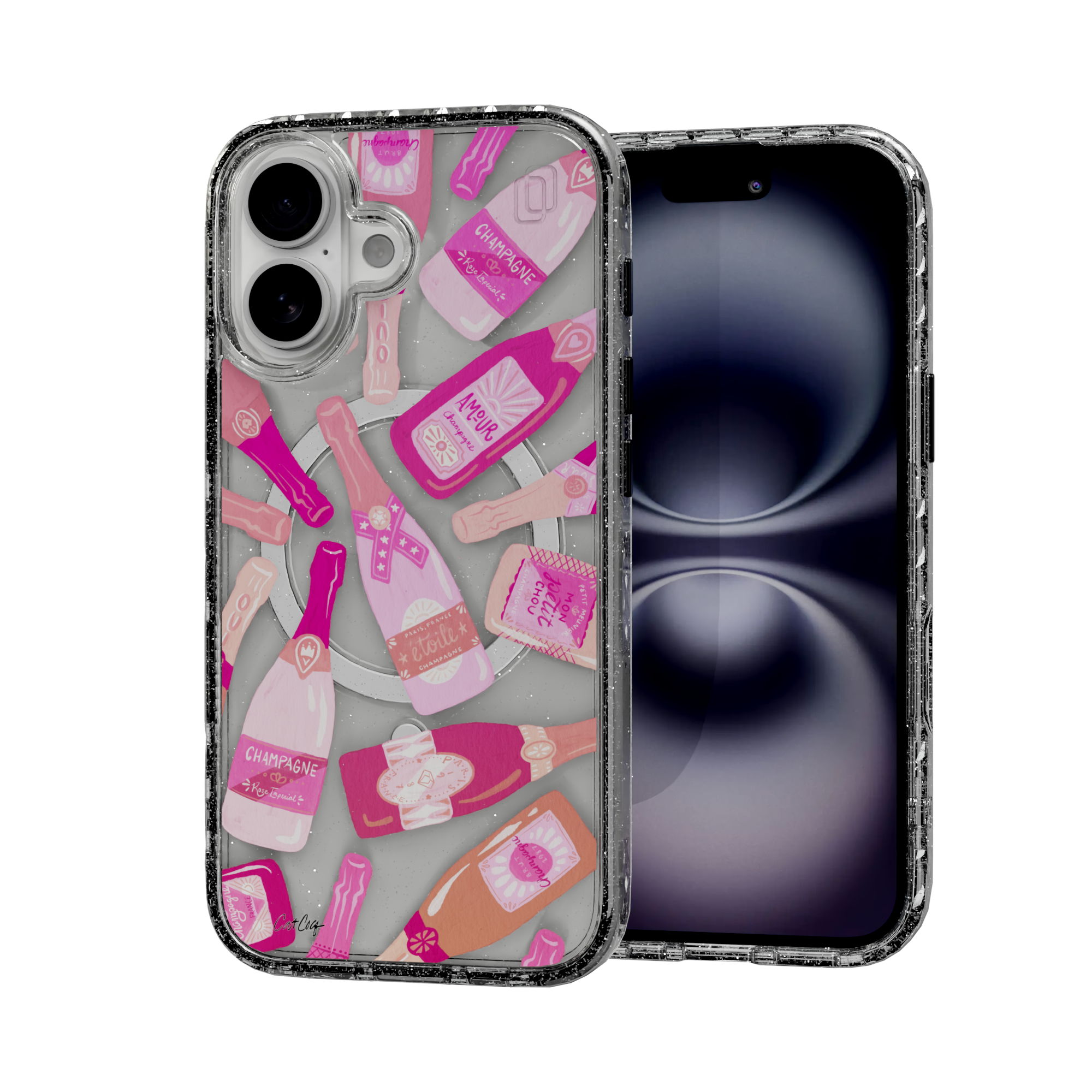 French Champagne by CatCoq | iPhone 16 Series |  MagSafe® Case iPhone 16 / Crystal Clear Sparkle