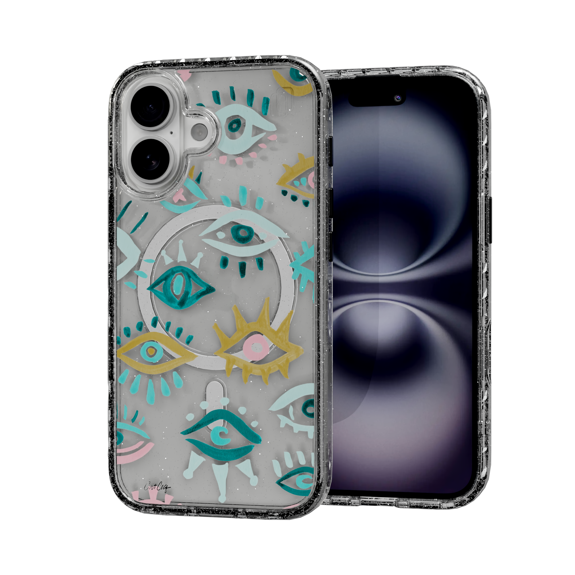 Mystic Eyes by CatCoq | iPhone 16 Series |  MagSafe® Case iPhone 16 / Crystal Clear Sparkle