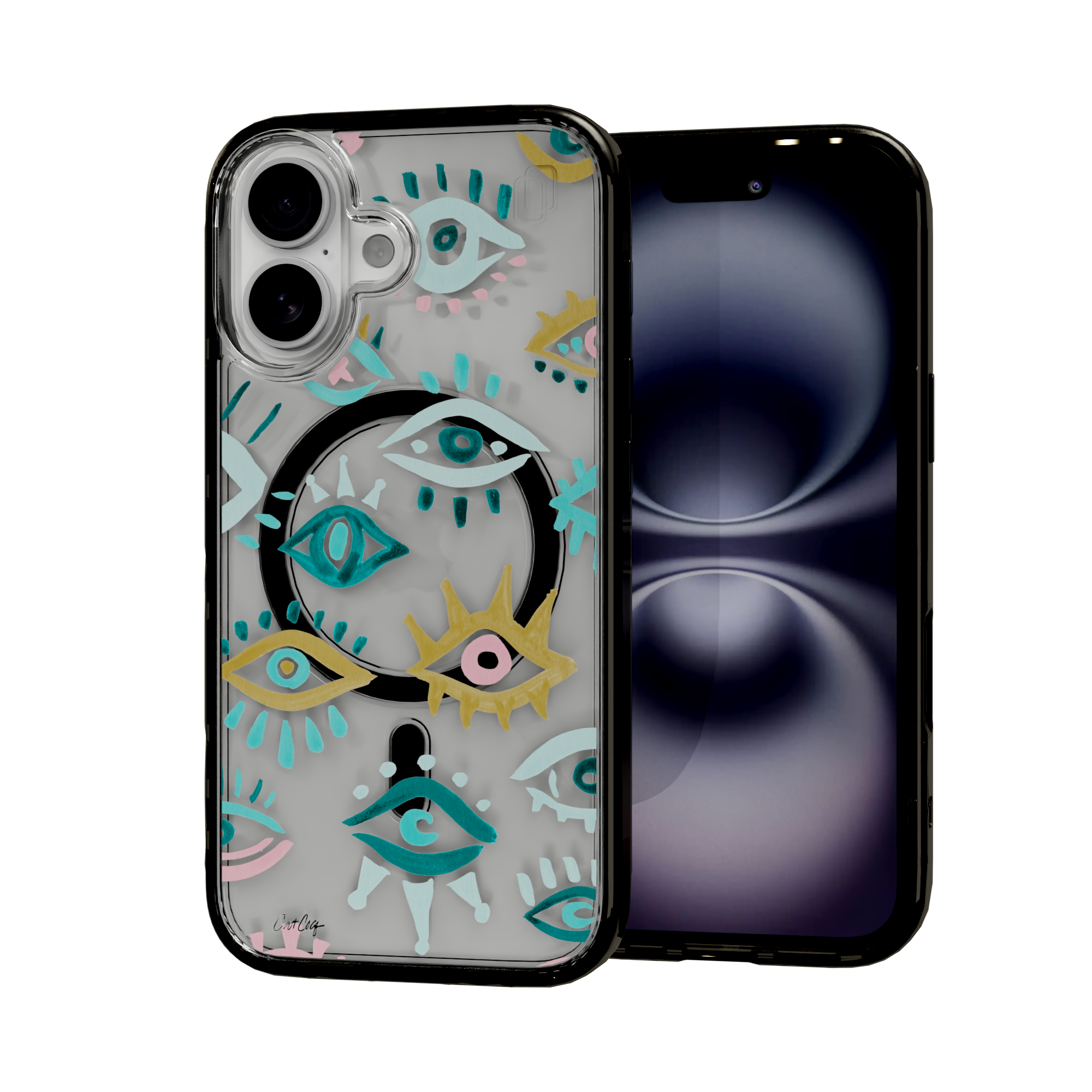 Mystic Eyes by CatCoq | iPhone 16 Series |  MagSafe® Case iPhone 16 / Onyx Black