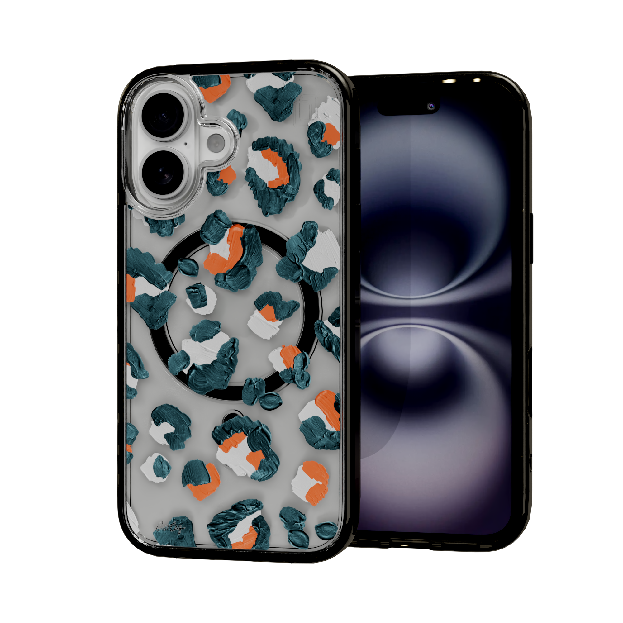 Leopard Turquoise by CatCoq | iPhone 16 Series |  MagSafe® Case iPhone 16 / Onyx Black