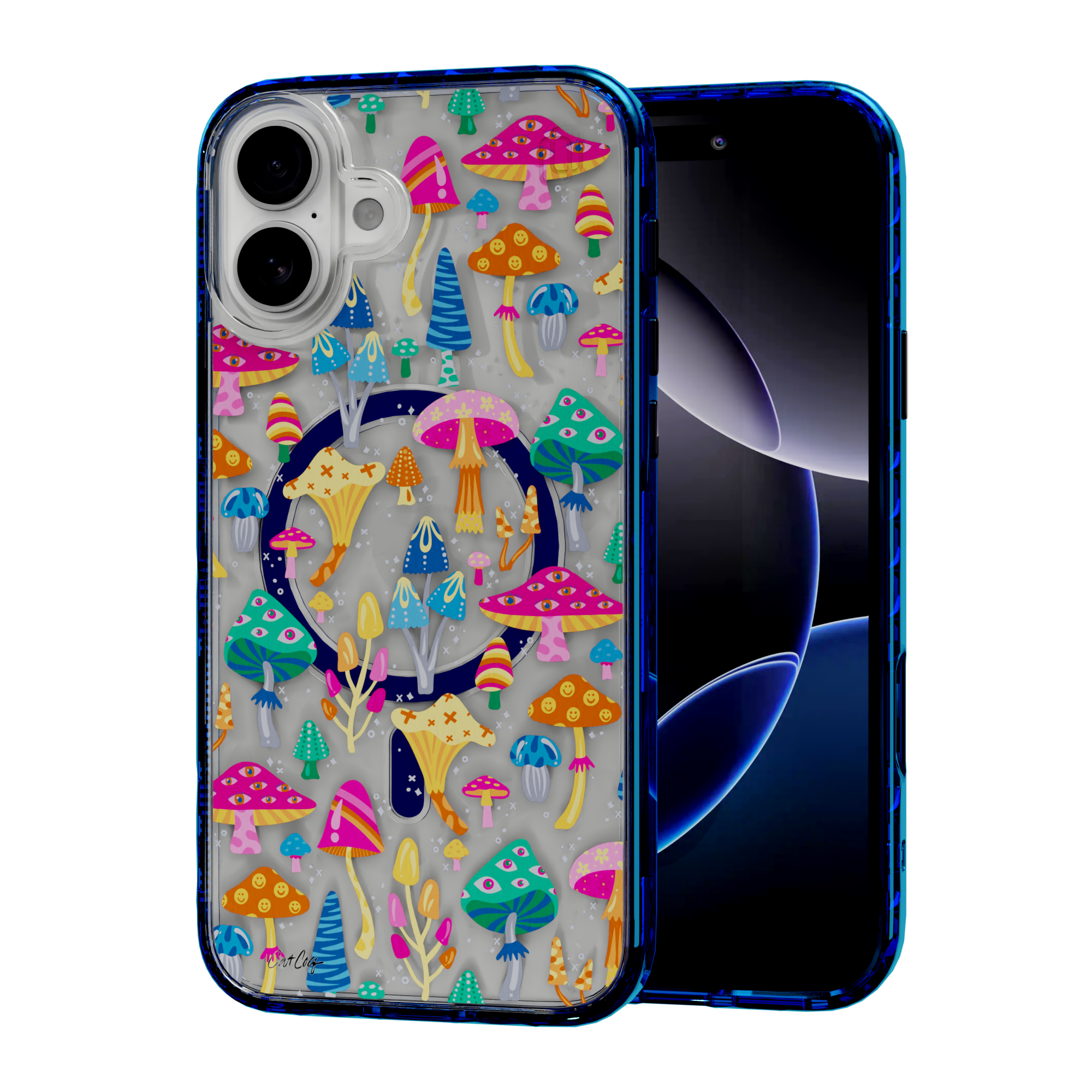 Mystic Mushrooms by CatCoq | iPhone 16 Series |  MagSafe® Case iPhone 16 Plus / Bermuda Blue