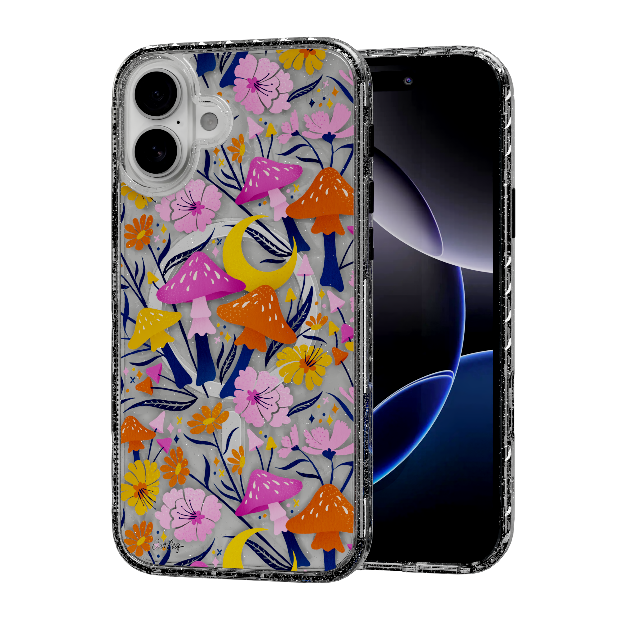 Blooms and Shrooms by CatCoq | iPhone 16 Series |  MagSafe® Case iPhone 16 Plus / Crystal Clear