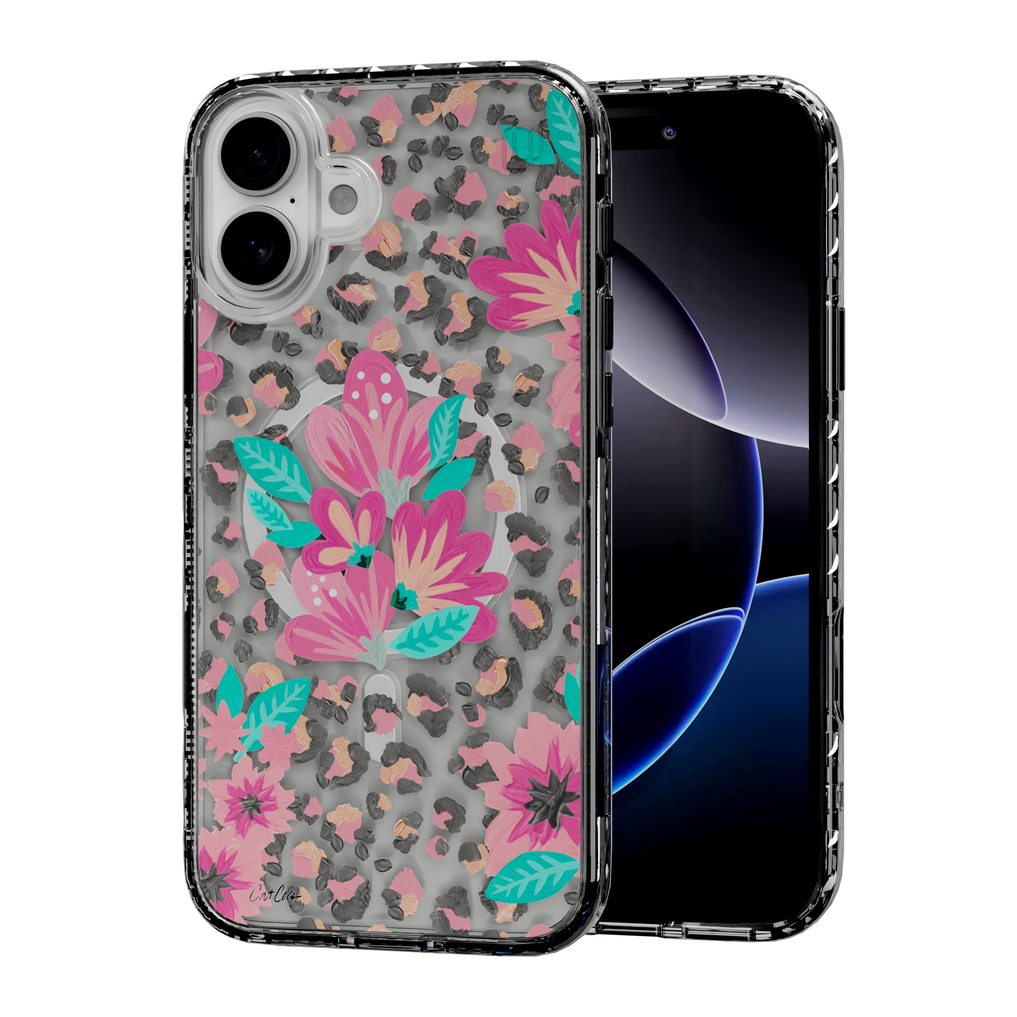 Floral Leopard by CatCoq | iPhone 16 Series |  MagSafe® Case iPhone 16 Plus / Crystal Clear