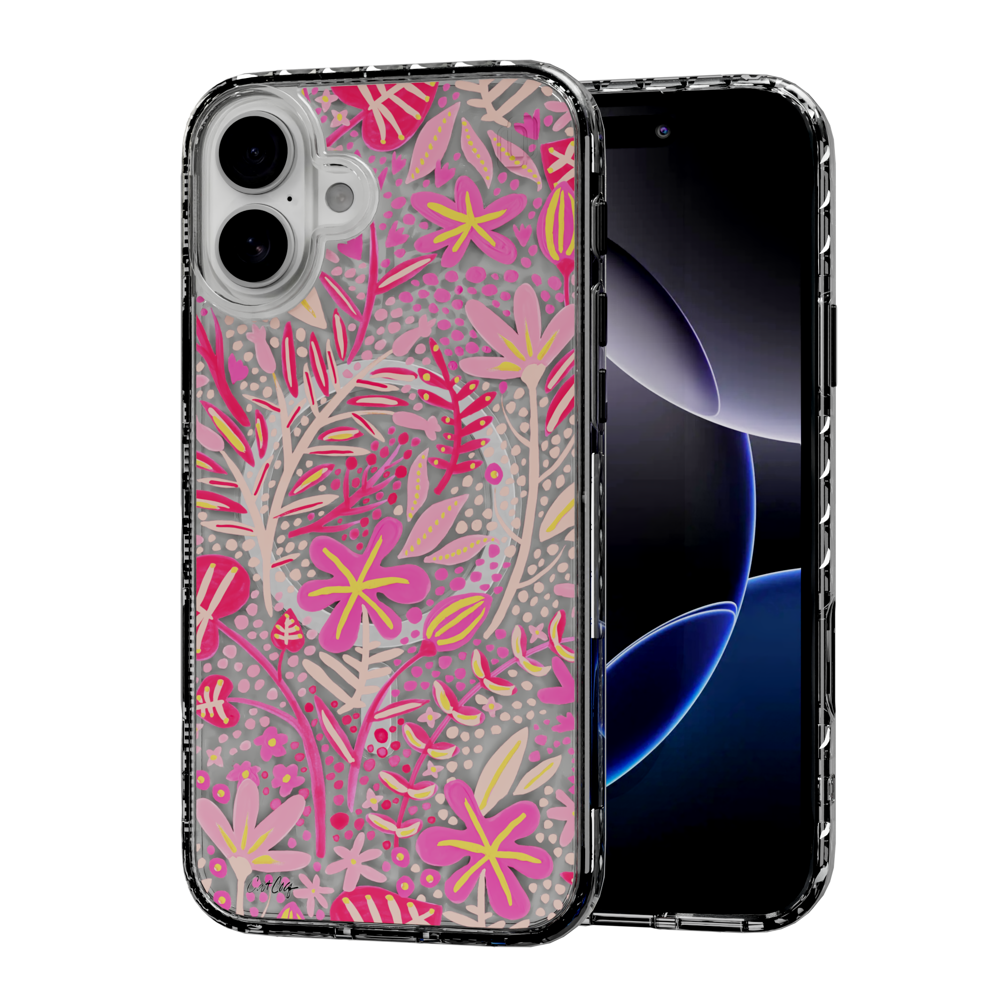 Garden Pink by CatCoq | iPhone 16 Series |  MagSafe® Case iPhone 16 Plus / Crystal Clear