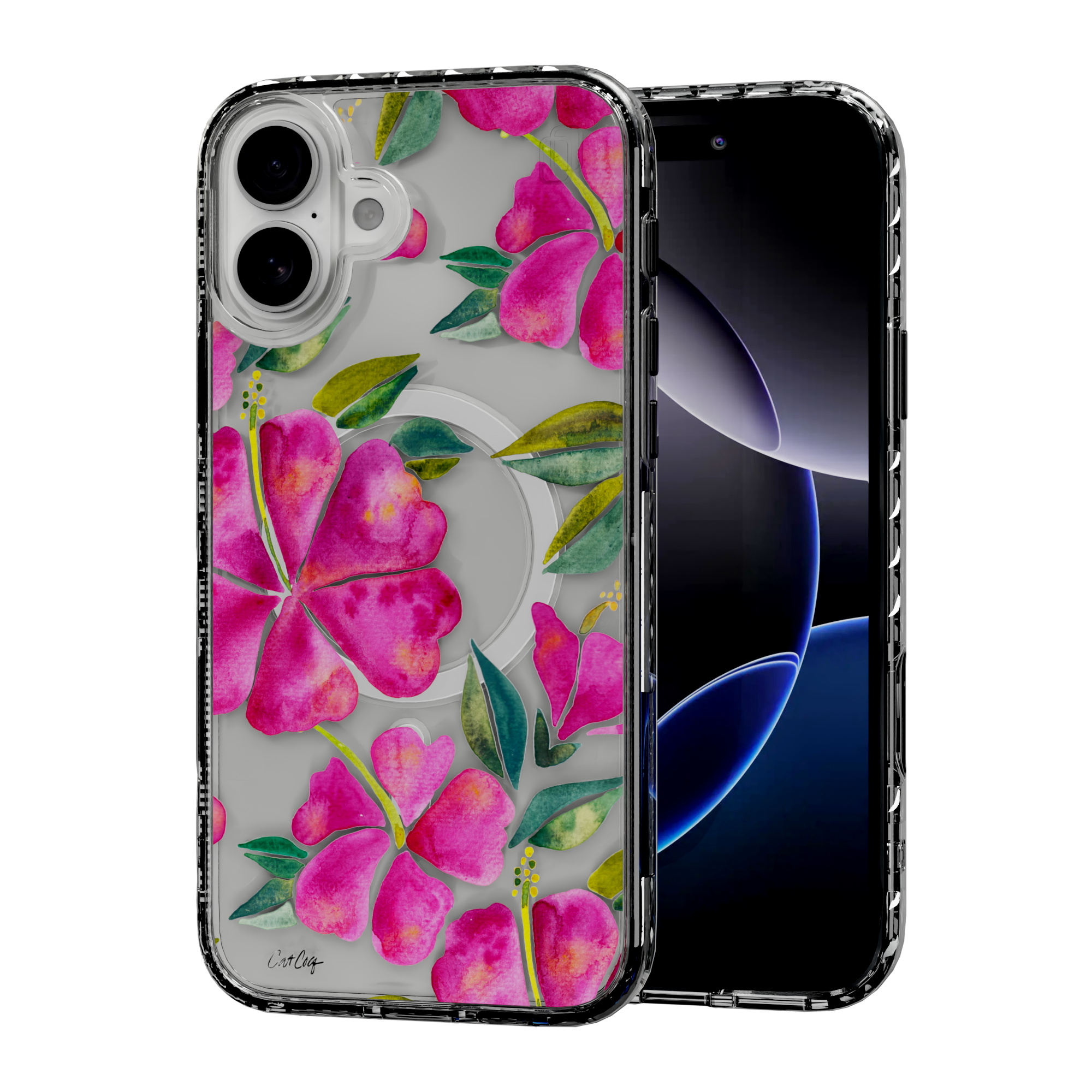 Hibiscus Bloom by CatCoq | iPhone 16 Series |  MagSafe® Case iPhone 16 Plus / Crystal Clear