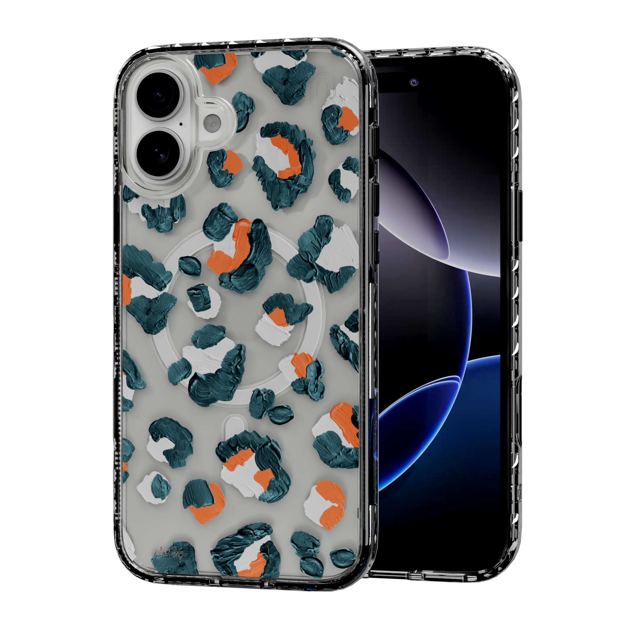 Leopard Turquoise by CatCoq | iPhone 16 Series |  MagSafe® Case iPhone 16 Plus / Crystal Clear