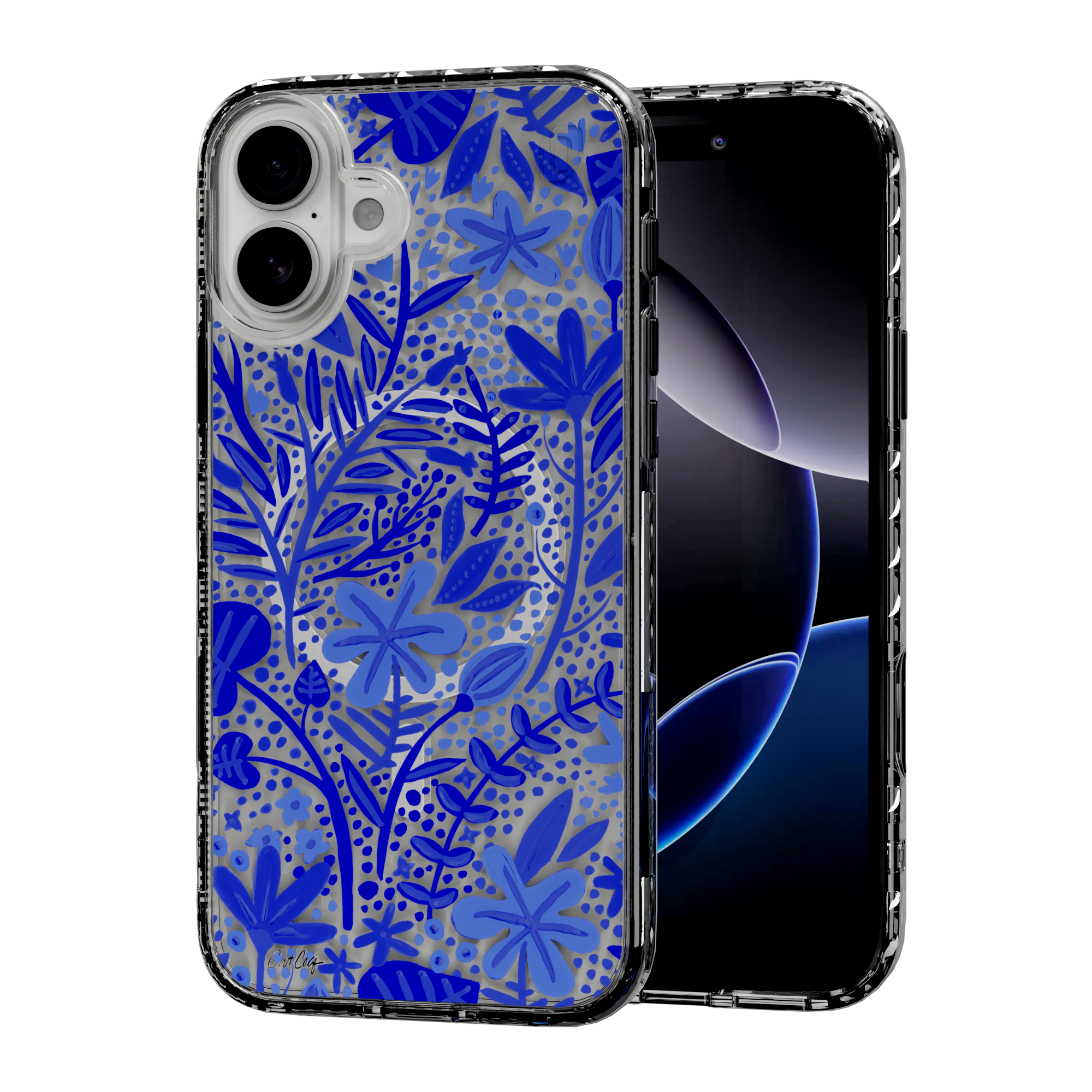 Garden Navy by CatCoq | iPhone 16 Series |  MagSafe® Case iPhone 16 Plus / Crystal Clear