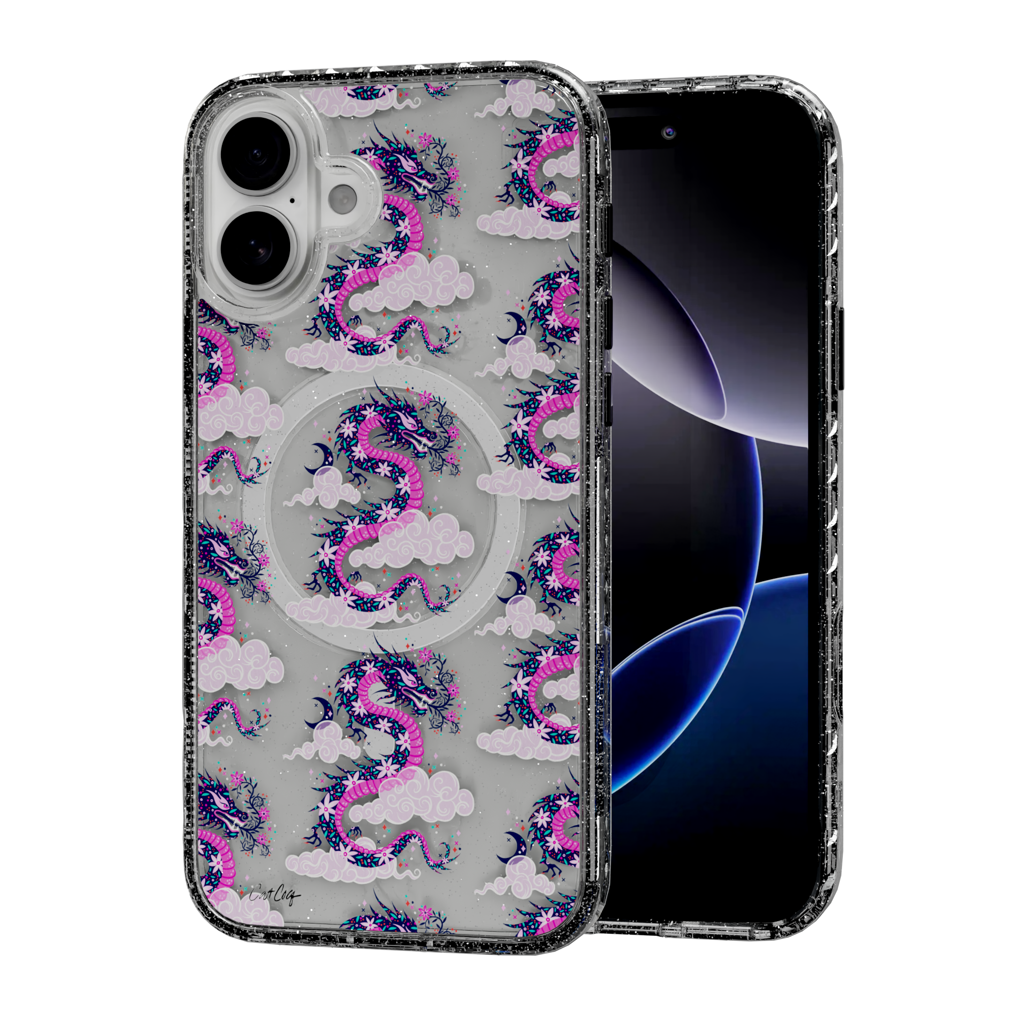 Dream Dragon by CatCoq | iPhone 16 Series |  MagSafe® Case iPhone 16 Plus / Crystal Clear Sparkle