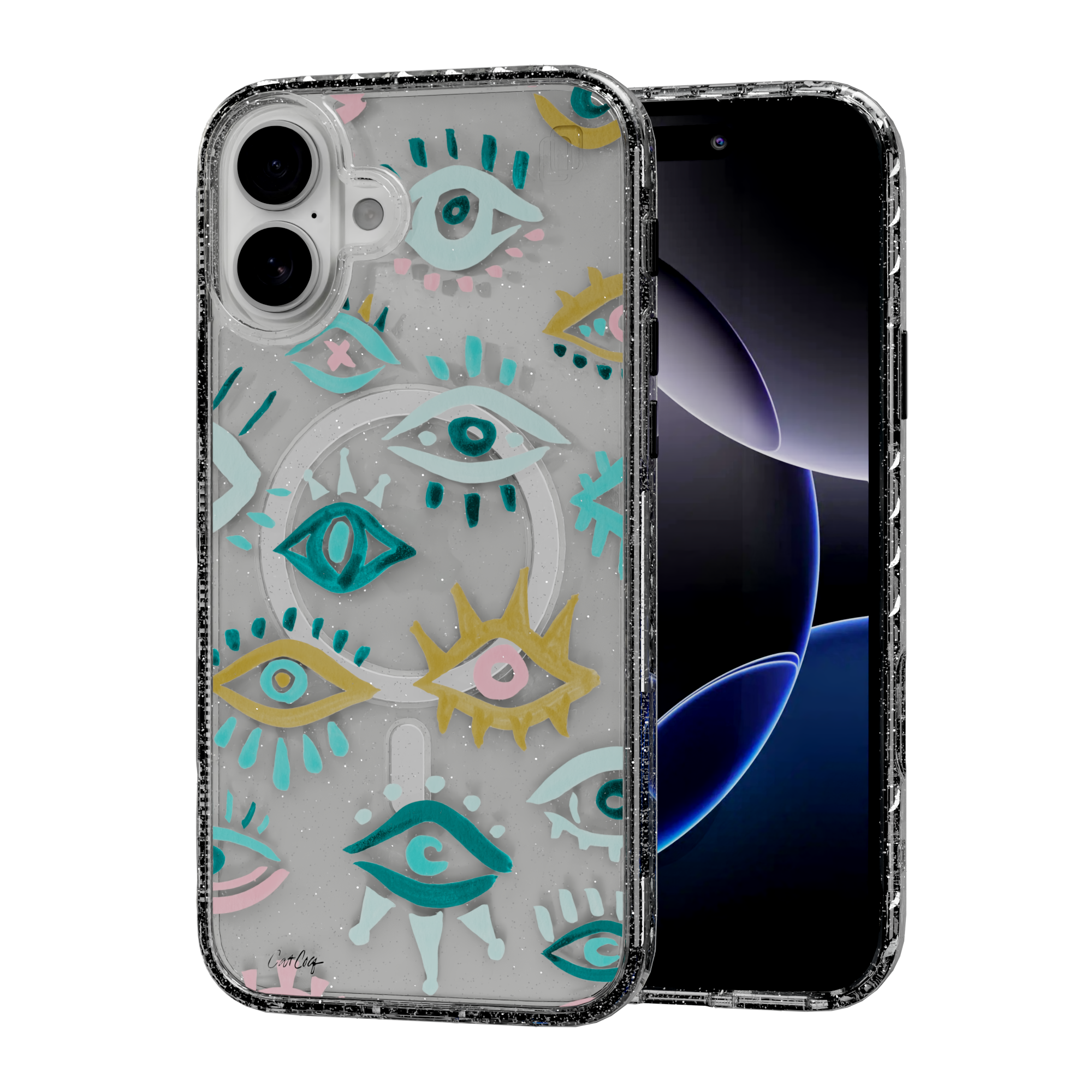 Mystic Eyes by CatCoq | iPhone 16 Series |  MagSafe® Case iPhone 16 Plus / Crystal Clear Sparkle