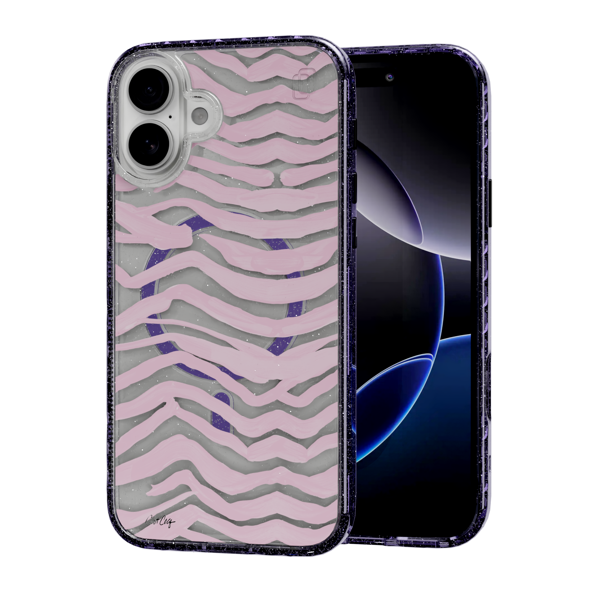 Zebra Blush by CatCoq | iPhone 16 Series |  MagSafe® Case iPhone 16 Plus / Lilac Purple Sparkle