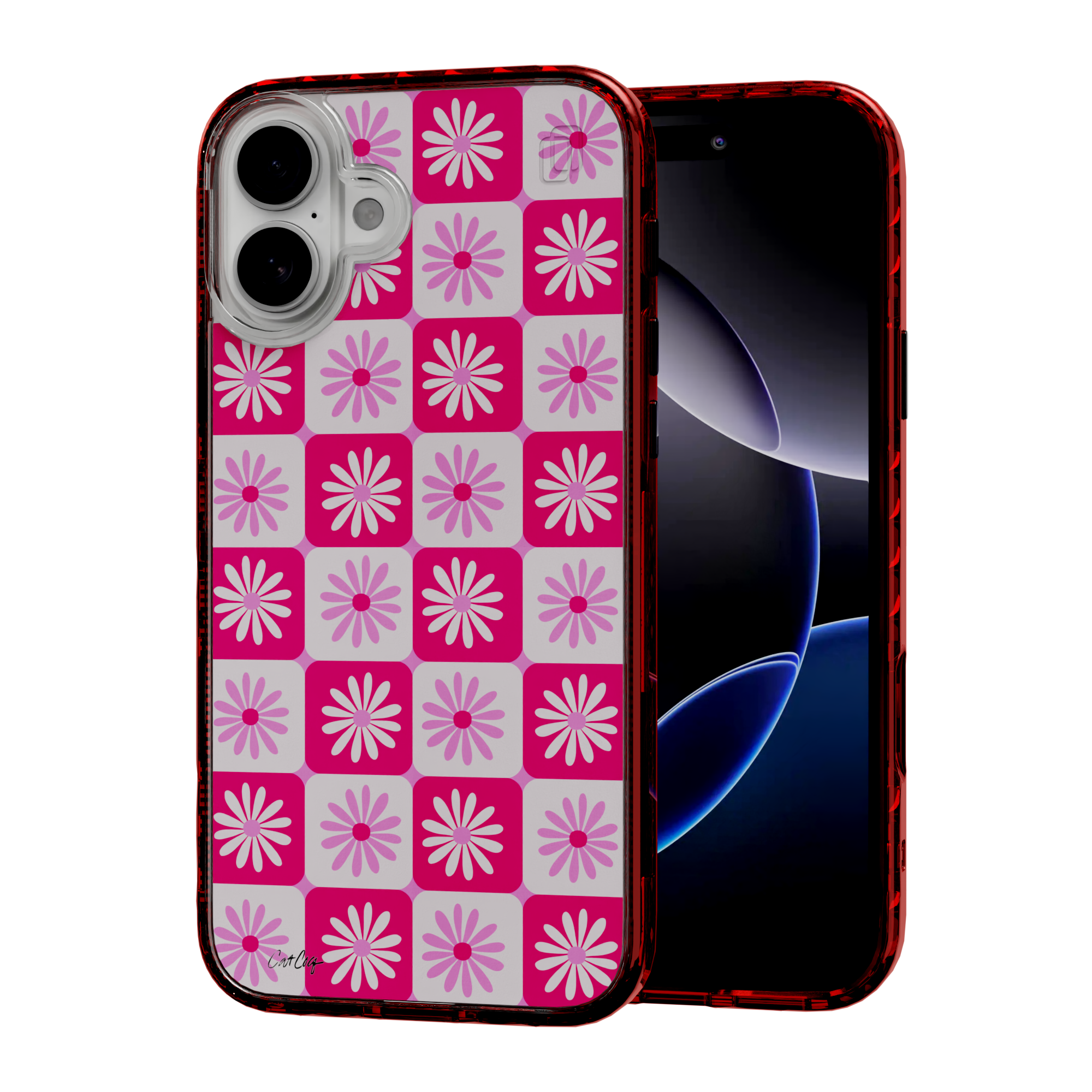 Checkered Daisies by CatCoq | iPhone 16 Series |  MagSafe® Case iPhone 16 Plus / Lava Red