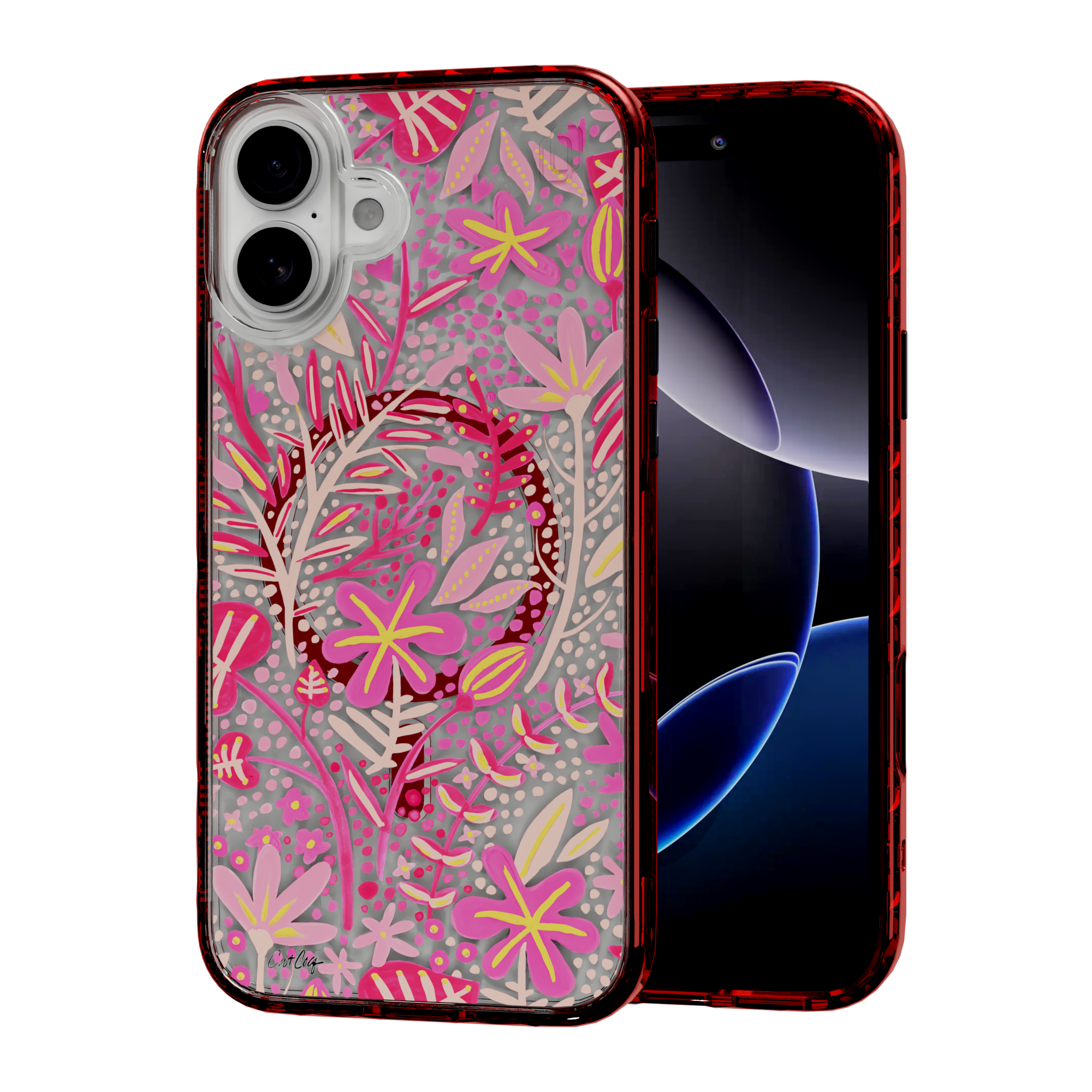 Garden Pink by CatCoq | iPhone 16 Series |  MagSafe® Case iPhone 16 Plus / Lava Red