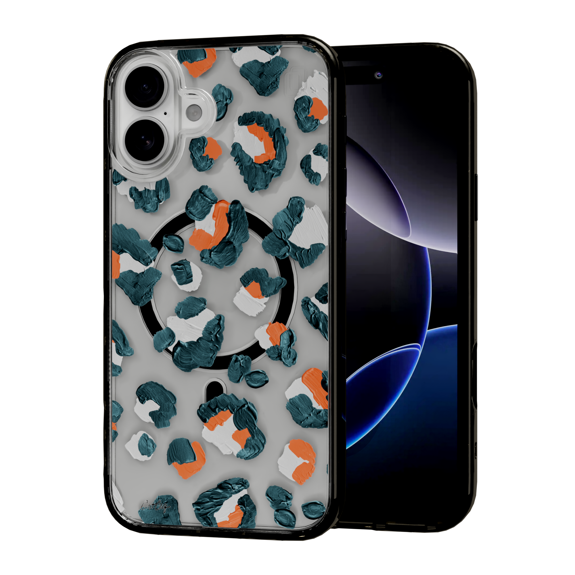 Leopard Turquoise by CatCoq | iPhone 16 Series |  MagSafe® Case iPhone 16 Plus / Onyx Black