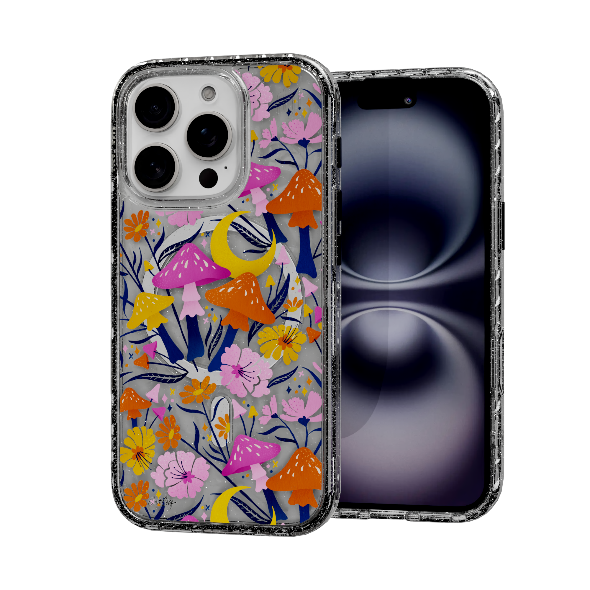 Blooms and Shrooms by CatCoq | iPhone 16 Series |  MagSafe® Case iPhone 16 Pro / Crystal Clear