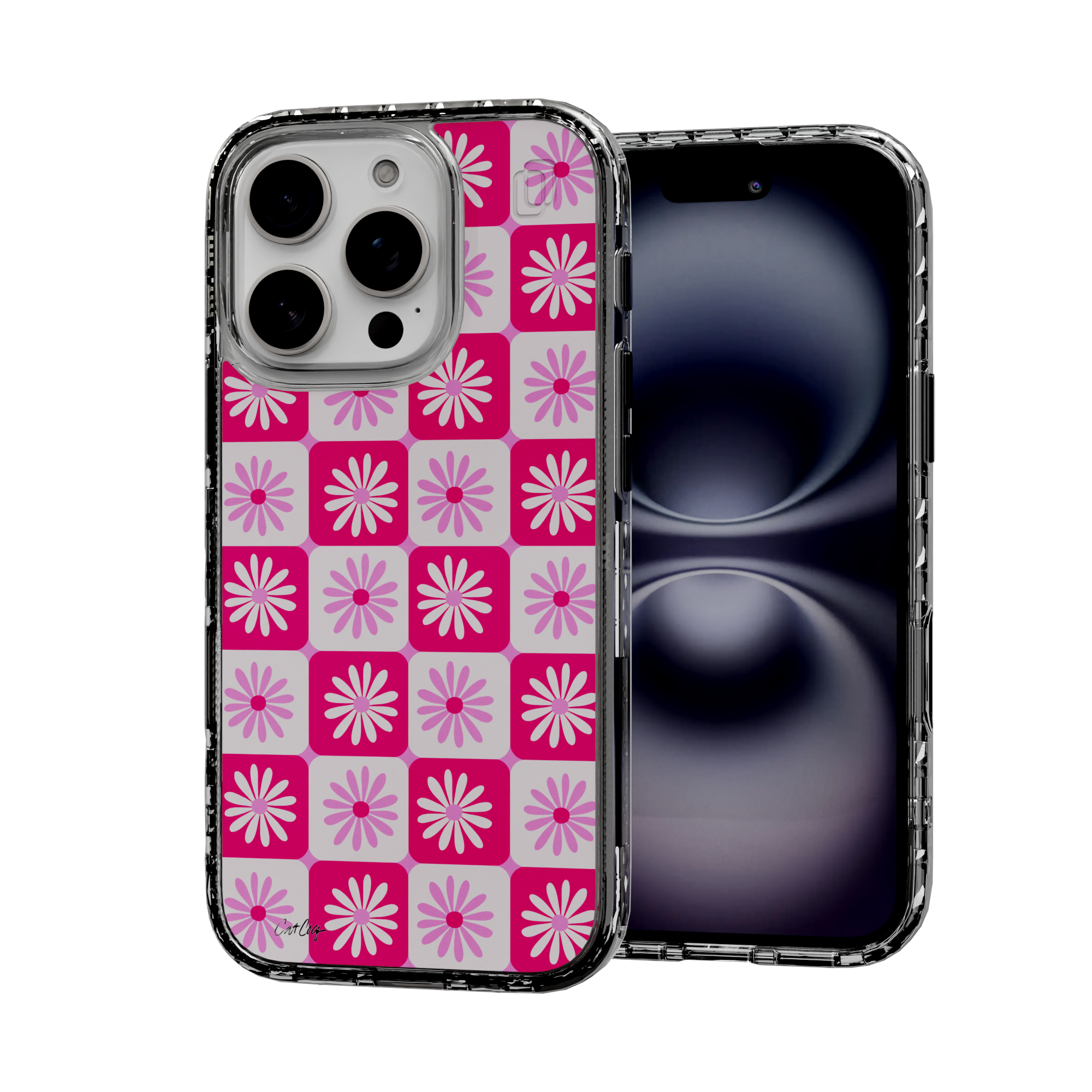 Checkered Daisies by CatCoq | iPhone 16 Series |  MagSafe® Case iPhone 16 Pro / Crystal Clear