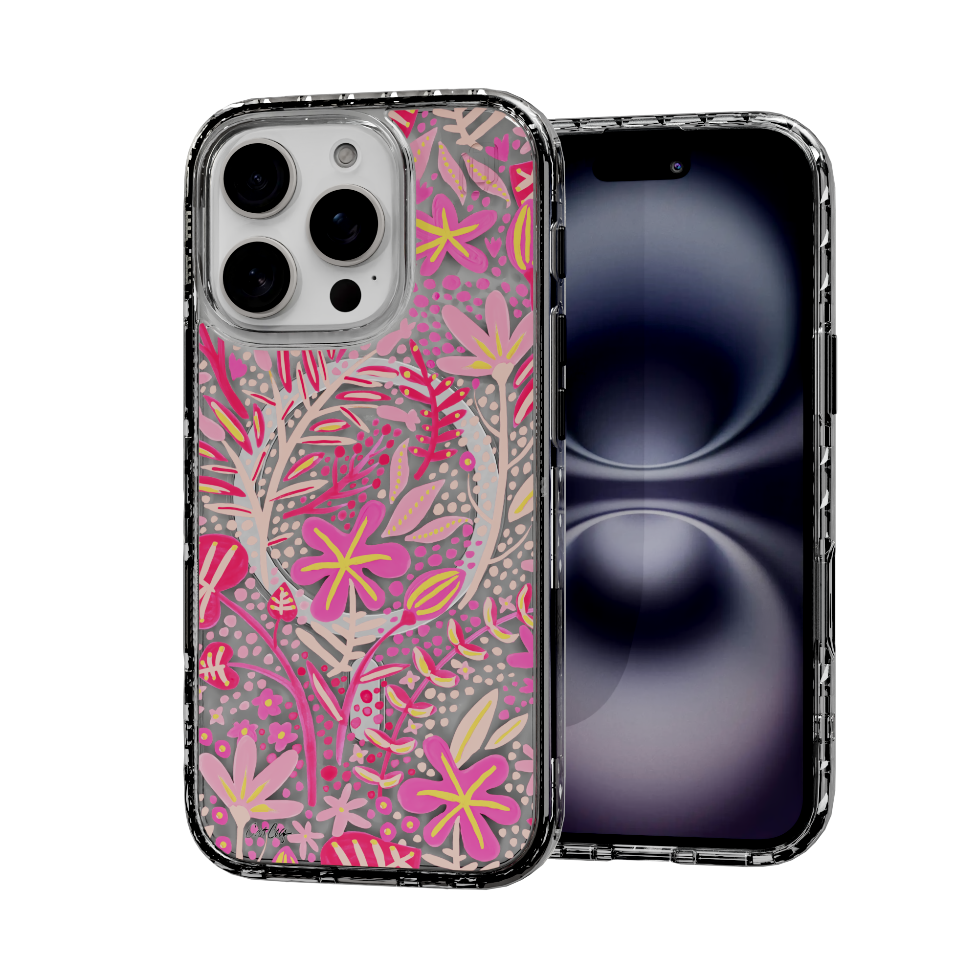 Garden Pink by CatCoq | iPhone 16 Series |  MagSafe® Case iPhone 16 Pro / Crystal Clear