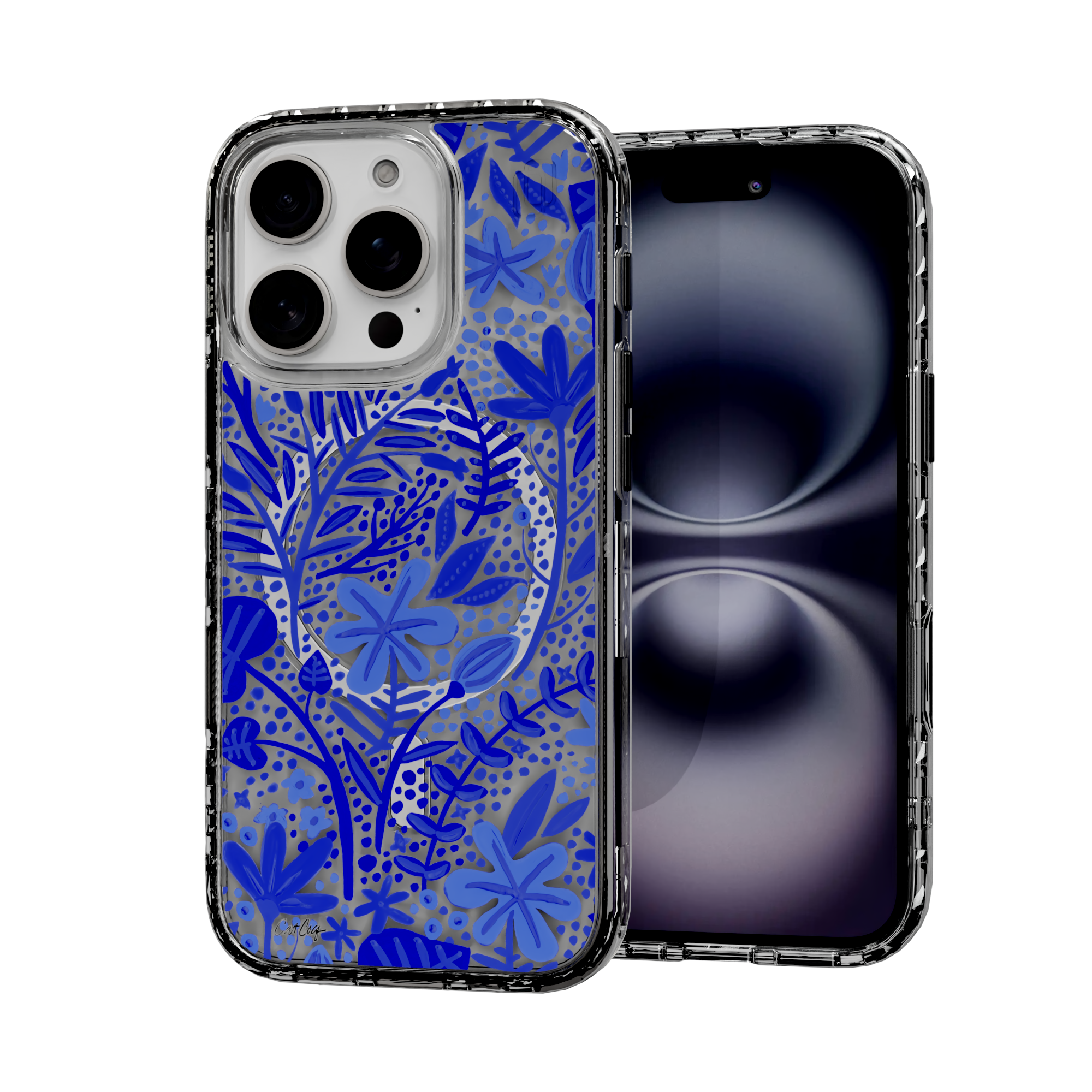 Garden Navy by CatCoq | iPhone 16 Series |  MagSafe® Case iPhone 16 Pro / Crystal Clear