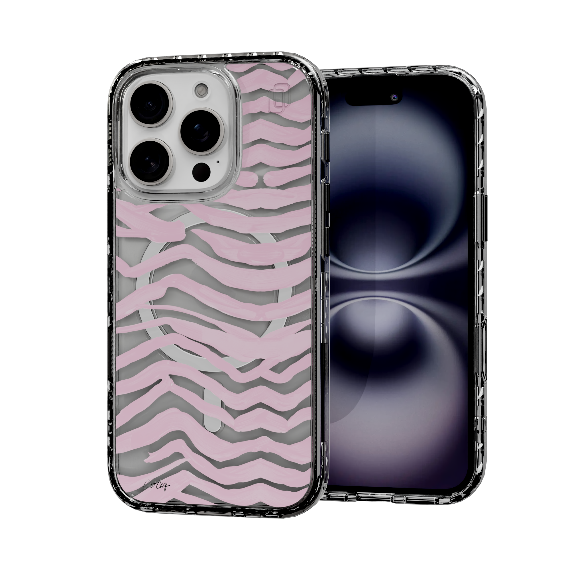 Zebra Blush by CatCoq | iPhone 16 Series |  MagSafe® Case iPhone 16 Pro / Crystal Clear